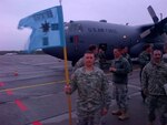 Michigan Army National Guard Capt. Mark Wurth, commander of a Shadow Platoon of Bravo Company, 1-126 Cavalry Regiment, Michigan National Guard, arrives in Latvia May  7, 2014, in support of Sabre Strike 2014.