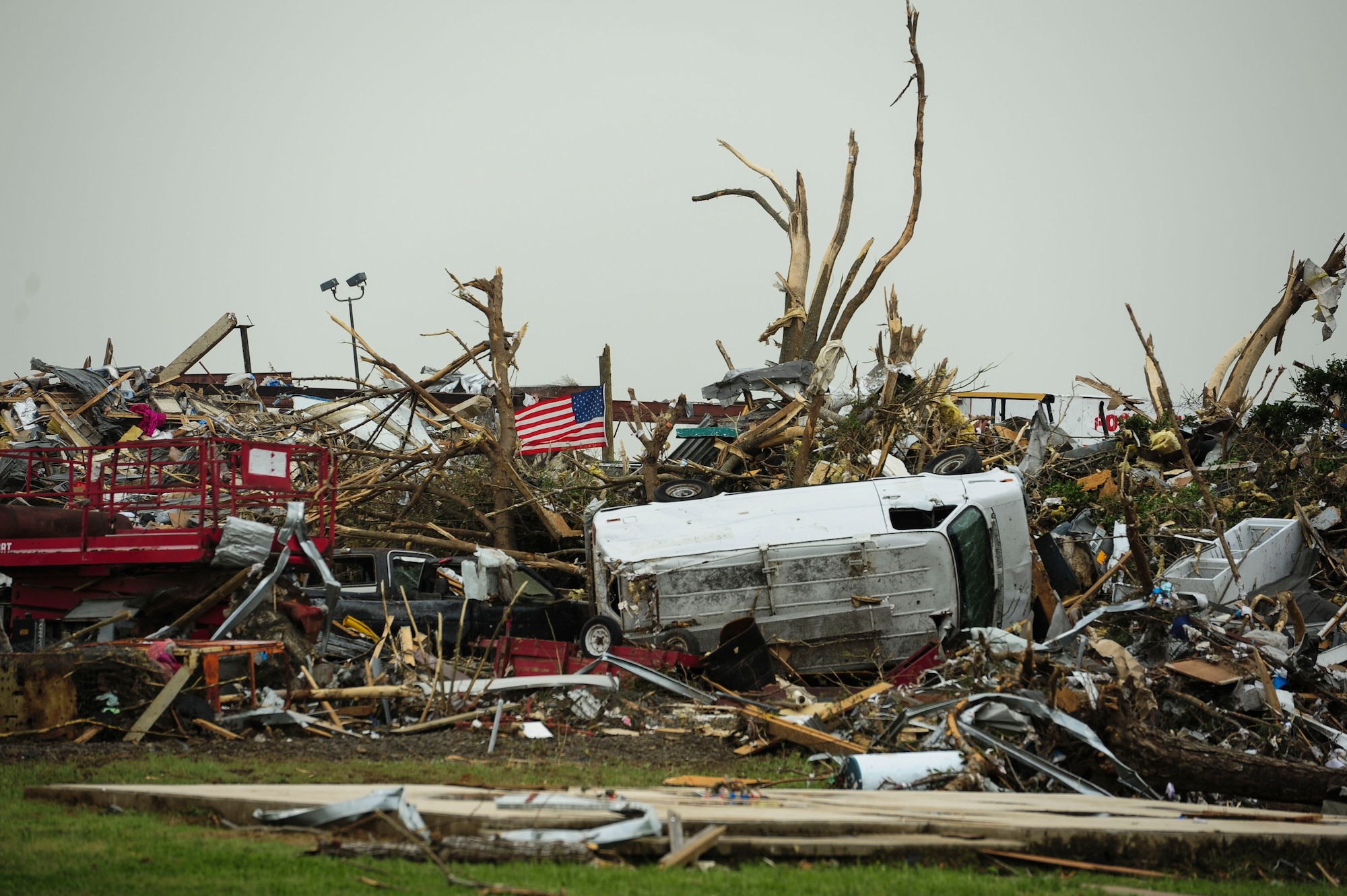 A tornado ripped through the Vilonia, Ark., April 27, 2014, killing at least 15 people, injuring dozens more and destroying multiple homes. Vilonia is approximately 20 miles away from Little Rock Air Force Base, Ark. (U.S. Air Force photo/Senior Airman Kaylee Clark)