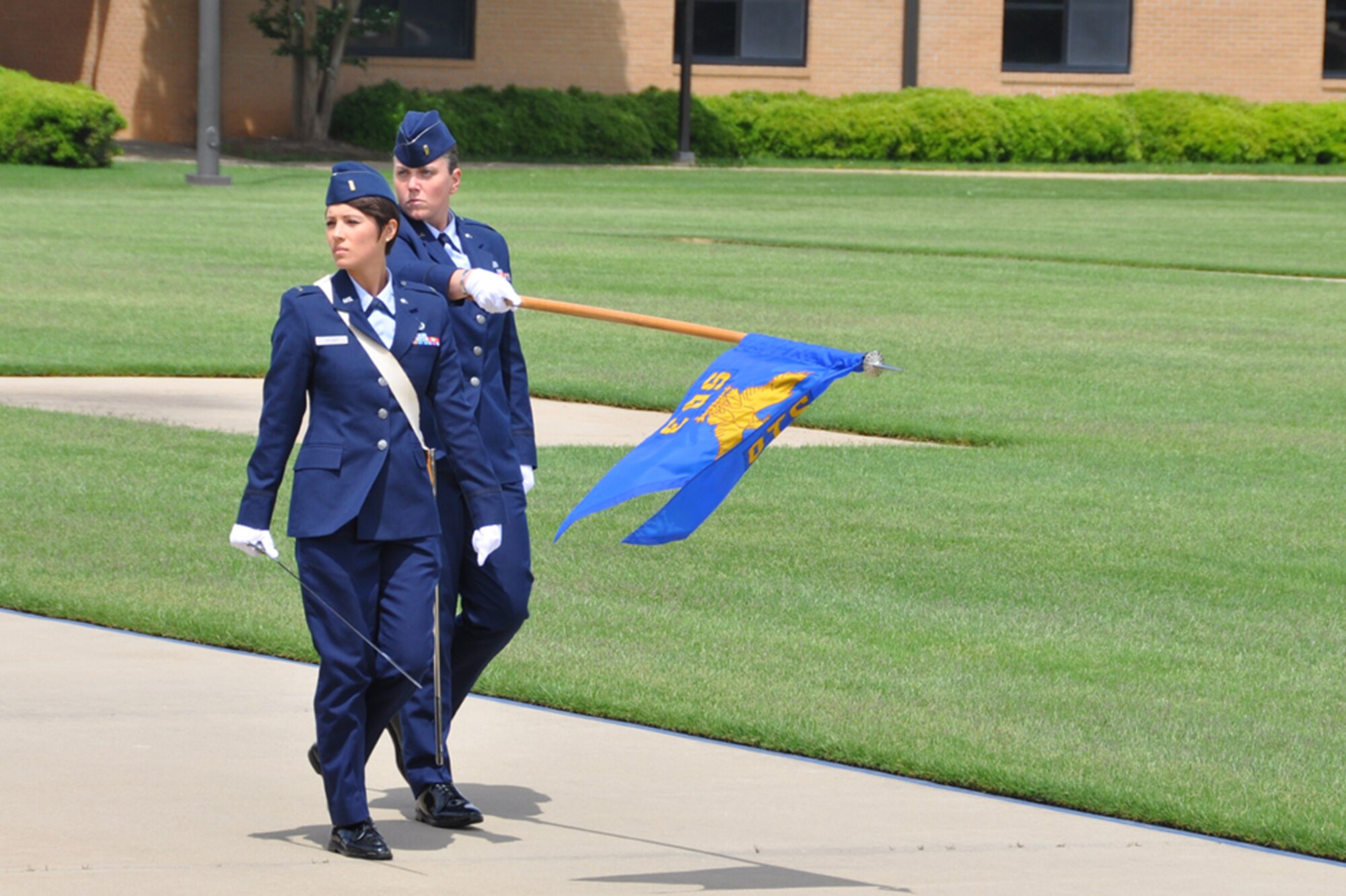 Members of the Officer Training School Detachment 503 perform squadron drill during their graduation ceremony, Maxwell Air Force Base, Ala., May 1. (U.S. Air Force photo/Master Sgt. James Branch)