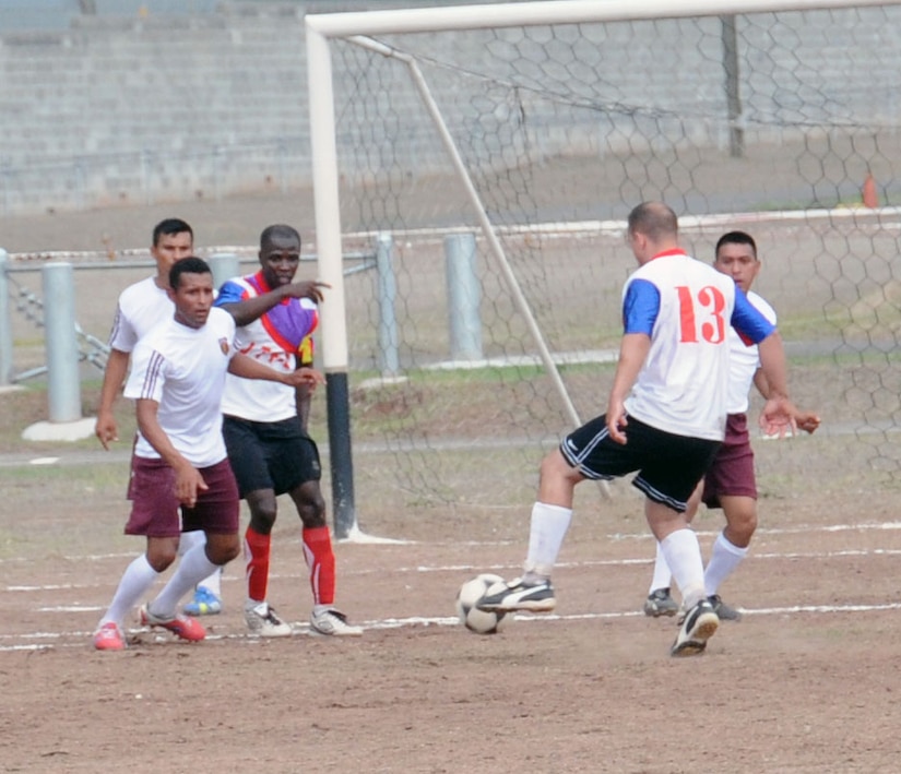 Joint Task Force-Bravo and Honduran Armed Forces servicemembers celebrated the bi-annual Camaraderie Day with sports, fellowship, and friendly competition, May 2, at Soto Cano Air Base, Honduras. The servicemembers competed in men and women's 4x200 relay, volleyball, bicycle relay, and soccer. Despite both teams' best efforts, the Hondurans took home the Camaraderie Day trophy for the fourth straight time. (Photo by U.S. Air National Guard Cpt. Steven Stubbs)