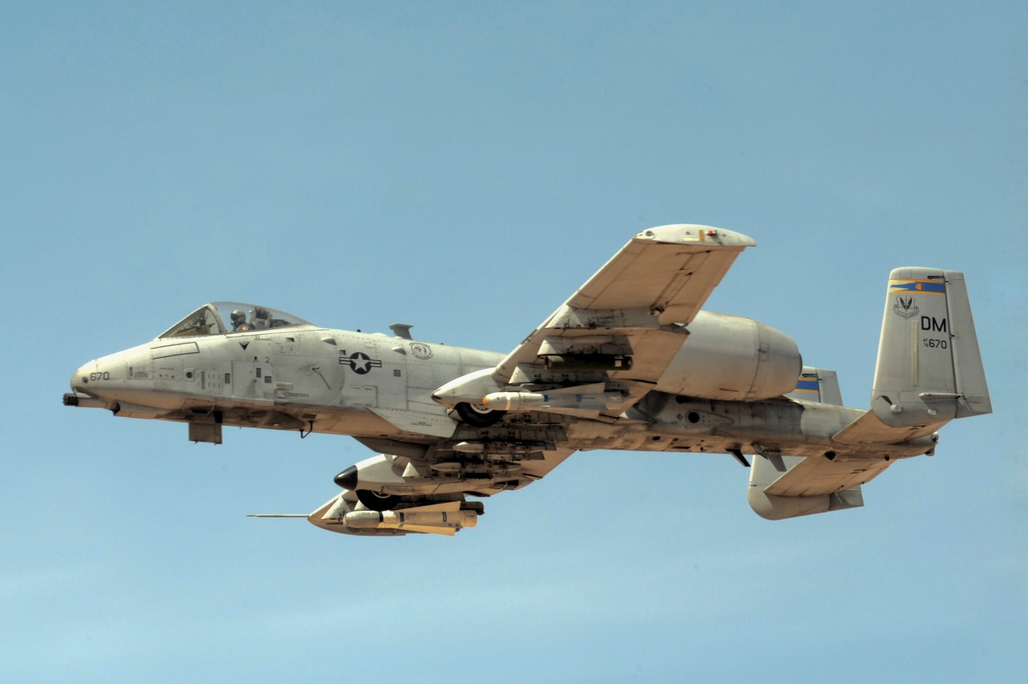 An A-10 Thunderbolt from the 354th Fighter Squadron flies through the air during a strafing run at Barry M. Goldwater Air Force Range in Wellton, Ariz., May 5, 2014. The 354th FS is sending approximately 130 individuals, from maintainers to pilots, as well as eight A-10 aircraft to Eielson Air Force Base, Alaska, to participate in a Red Flag exercise until May 23. (U.S. Air Force photo by Airman 1st Class Chris Drzazgowski/Released)