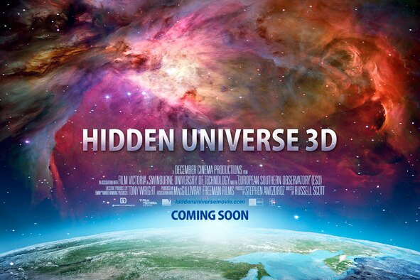 DAYTON, Ohio (05/2014) -- The giant-screen documentary adventure "Hidden Universe 3D" takes audiences on an extraordinary journey deep into space in the cinematic medium that transports audiences like no other. The movie is now showing in the Air Force Museum Theatre.