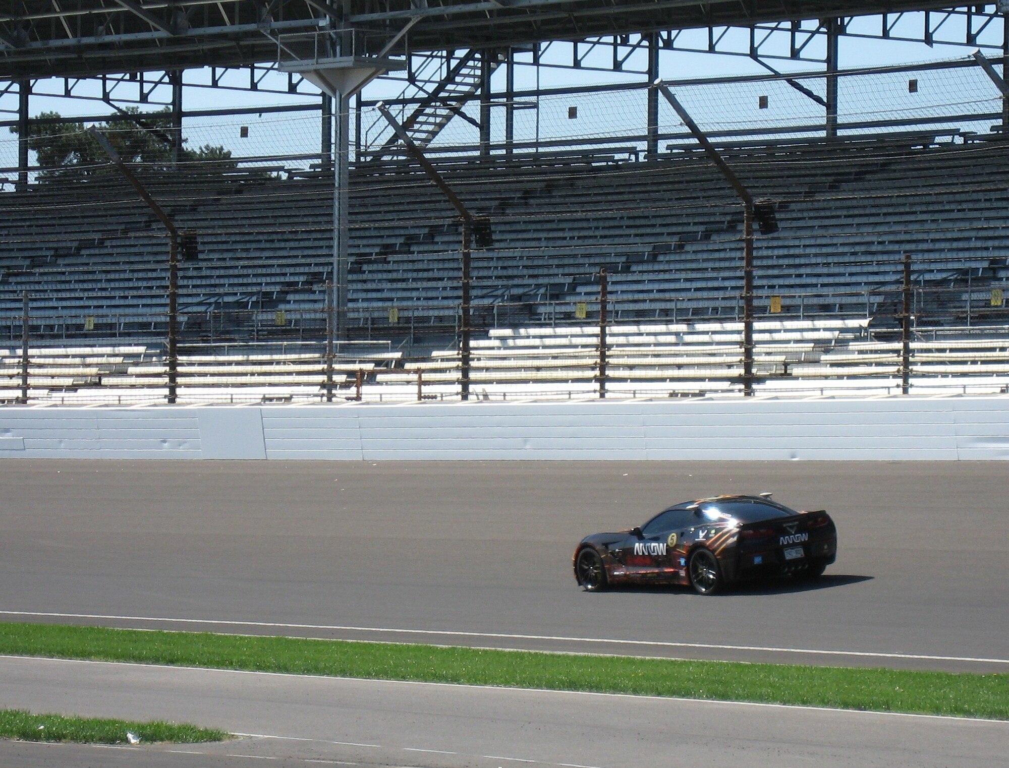 Sam Schmidt, former Indy Racing League driver, drives the Semi-Autonomous Motorcar known as SAM at Indianapolis Motor Speedway (IMS) on April 23. Schmidt, a quadriplegic, plans to return to IMS on May 18 and break the 84 mph speed time he set on May 6 at Wright-Patterson AFB. (USAF photo by Ted Theopolos)