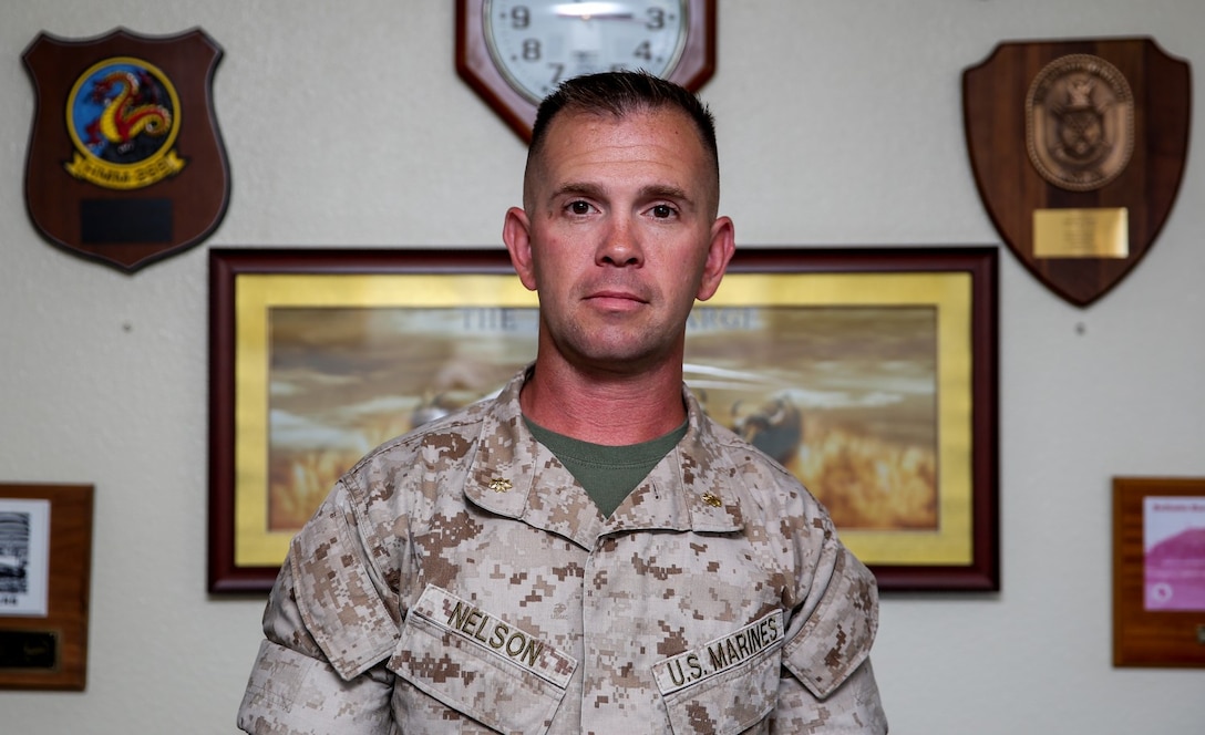 Major Peter D. Nelson, mobility officer, 15th Marine Expeditionary Unit, has spent the past 19 years of his service in the Corps refining his leadership skills. His style of mentorship is the culmination of knowledge from his early enlisted days, to his current rank as a field grade officer. (U.S. Marine Corps photo by Cpl. Emmanuel Ramos/Released)