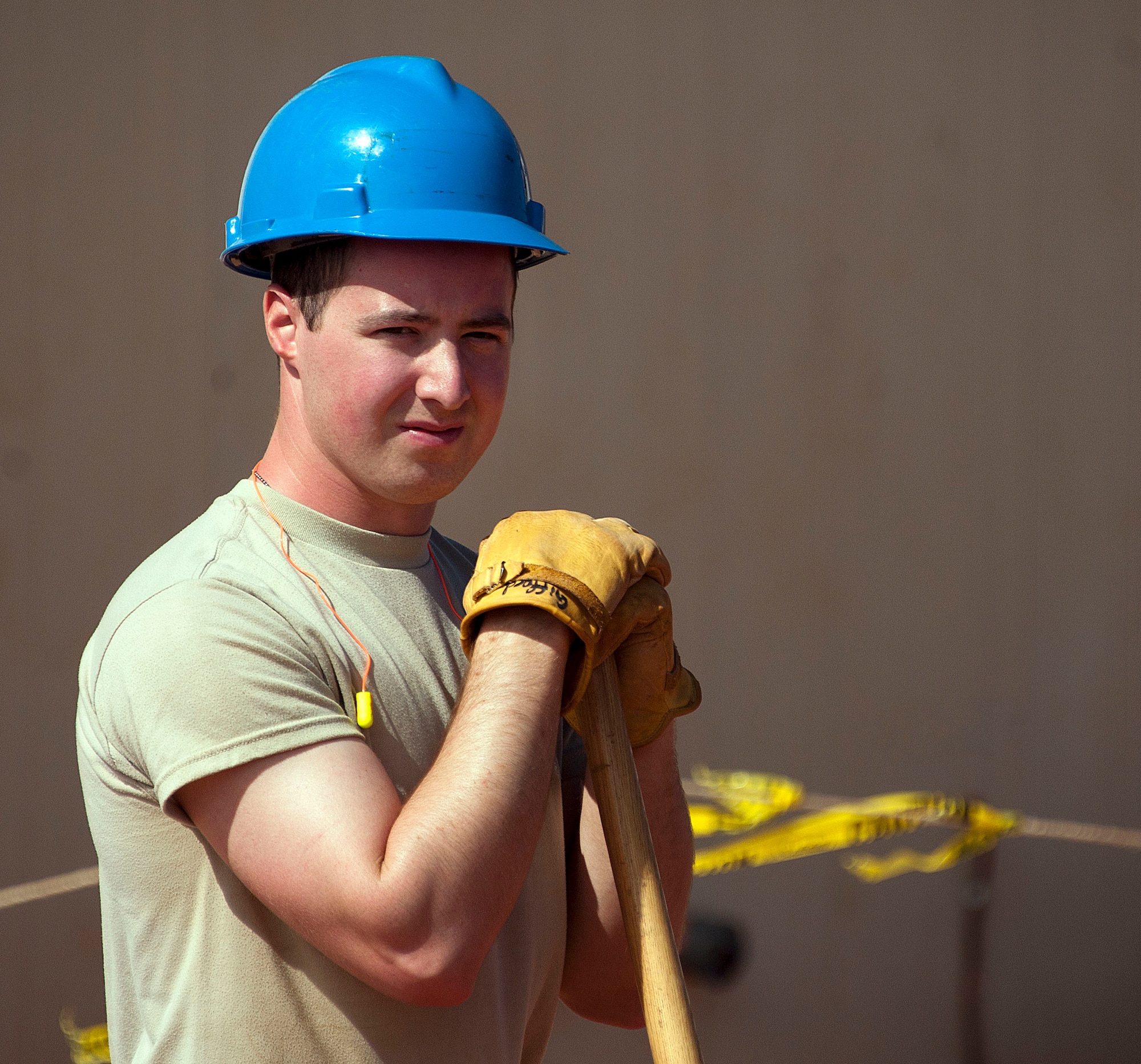 HOLT NAVAL COMMUNICATION STATION, Australia - Airman 1st Class Phillip J. Gifford pauses from working at this joint U.S.-Australian space radar facility on May 12, 2014. Gifford was among 34 members of the Alaska Air National Guard's 176th Wing to deploy here for two weeks to help build the facility and sharpen their skills. U.S. Air National Guard photo by Capt. John Callahan.