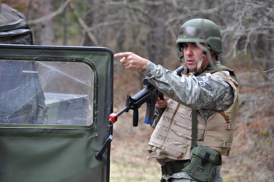 Members of the 927th Mission Support Group, MacDill AFB, Florida received valuable training on mission essential tasks and combat survival skills at Alpena CRTC May 5-9. The group of 50 reservists participated in scenarios simulating situations Airmen could experience in a deployed environment. (U.S. Air Force photo by Capt. Joe Simms)