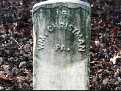 The headstone of Pvt. William Christman, 67th Pennsylvania Volunteers, Pennsylvania Militia, and the first Soldier buried at Arlington National Cemetery.