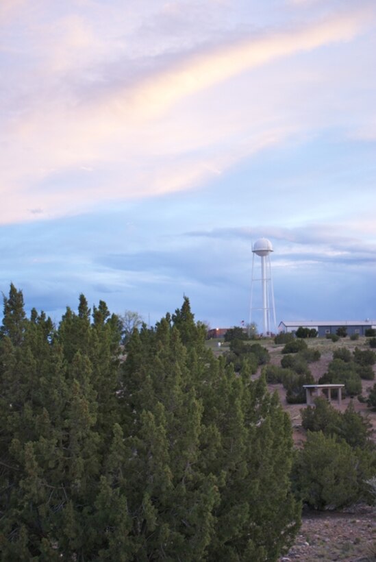COCHITI LAKE, N.M., -- Clouds over the tower at the District's Cochiti Lake. Photo by David Abbott, May 1, 2010.