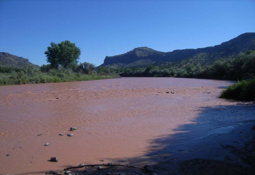 WHITE ROCK CANYON, N.M., -- Looking North (upstream) at the Buckman Put-In on the Rio Grande. Photo by John Peterson, Aug. 6, 2010.