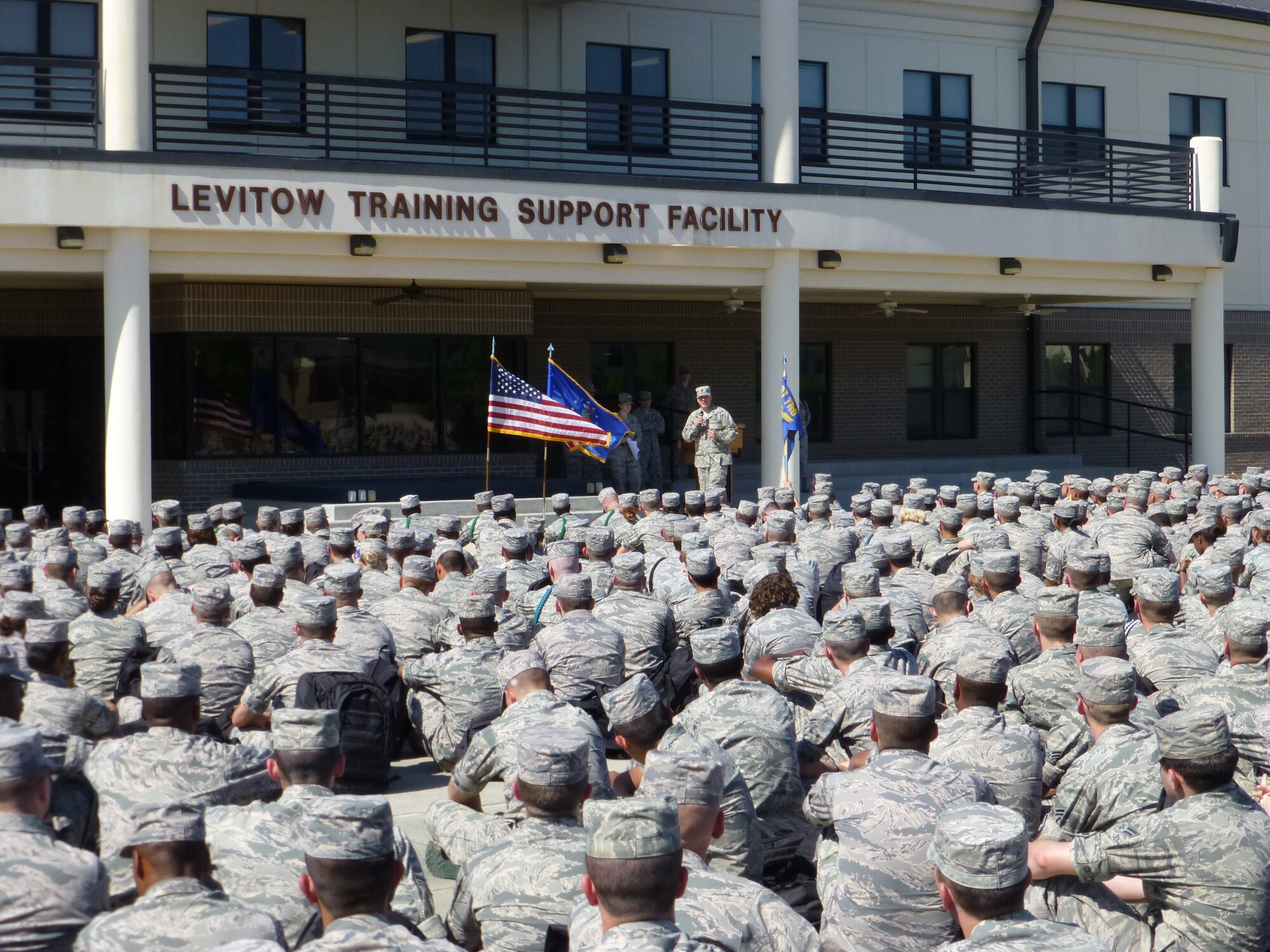 Lt. Col. Jeffrey McLemore, 81st Training Group deputy commander, speaks to technical training Airmen about the “Campaign to Zero” May 6, 2014, at the Levitow Training Support Center, Keesler Air Force Base, Miss. The training group held its second "Campaign to Zero" event at the Vandenberg Community Center April 24, providing technical training Airmen with resources and scenarios which focused on positive bystander intervention. (Courtesy photo)