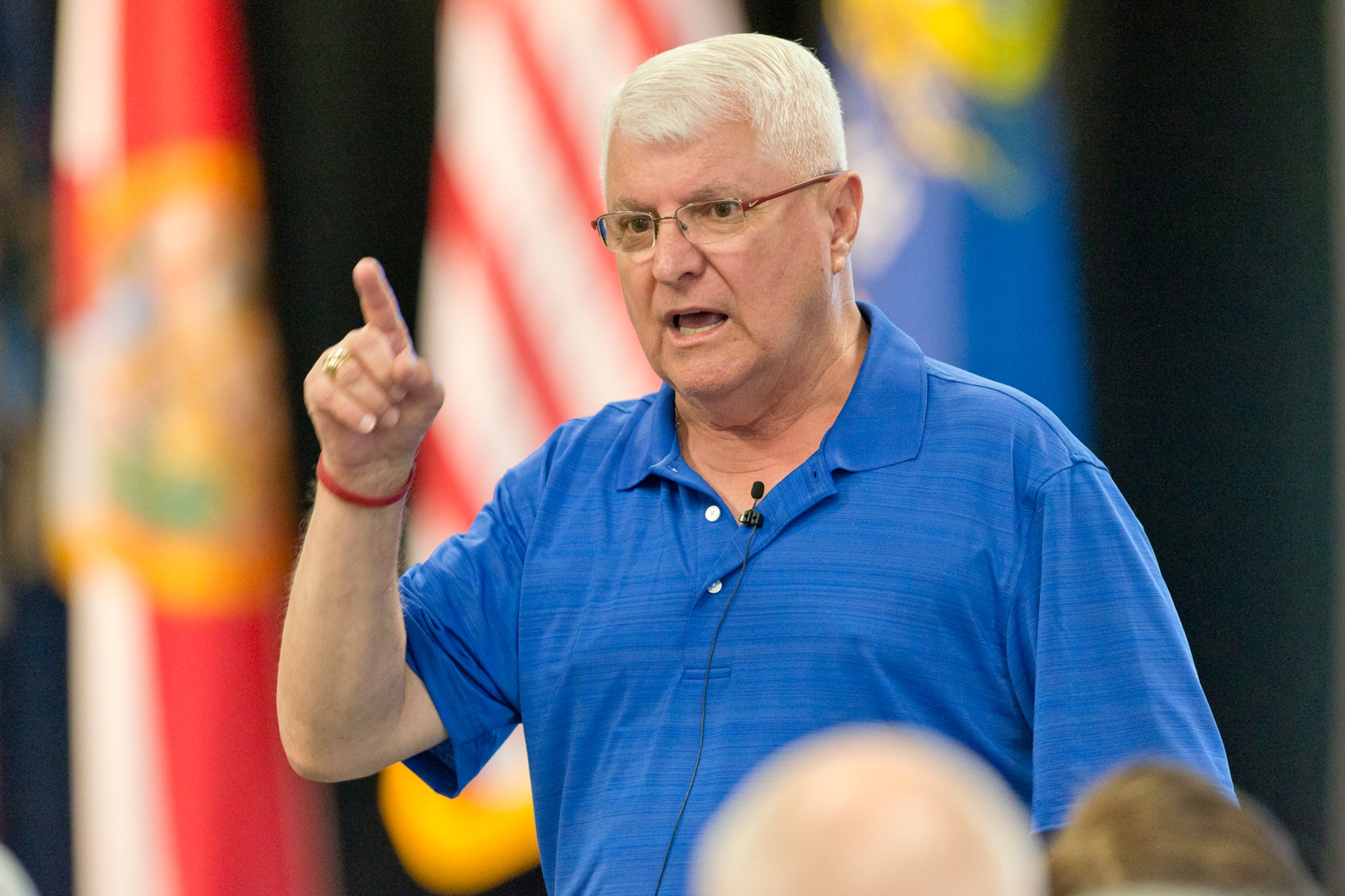 Chief Master Sgt. Ed Brown (ret), the 6th command chief of the Air National Guard, addresses senior enlisted leaders during the annual Command Chief’s Huddle at Volk Field Combat Readiness Training Center, Wis., May 11, 2014. The Command Chief’s Huddle brings together more than 150 Command Chief Master Sergeants and other senior enlisted leaders from 89 Air National Guard wings and units, representing 54 states, territories and the District of Columbia to openly discuss a wide range of issues and challenges facing the ANG. Attendees will also gain a better understanding of national issues relating to the ANG mission and share that knowledge with the 91,000 enlisted Air Guardsmen they represent. (U.S. Air National Guard photo by Master Sgt. Marvin R. Preston/Released)
