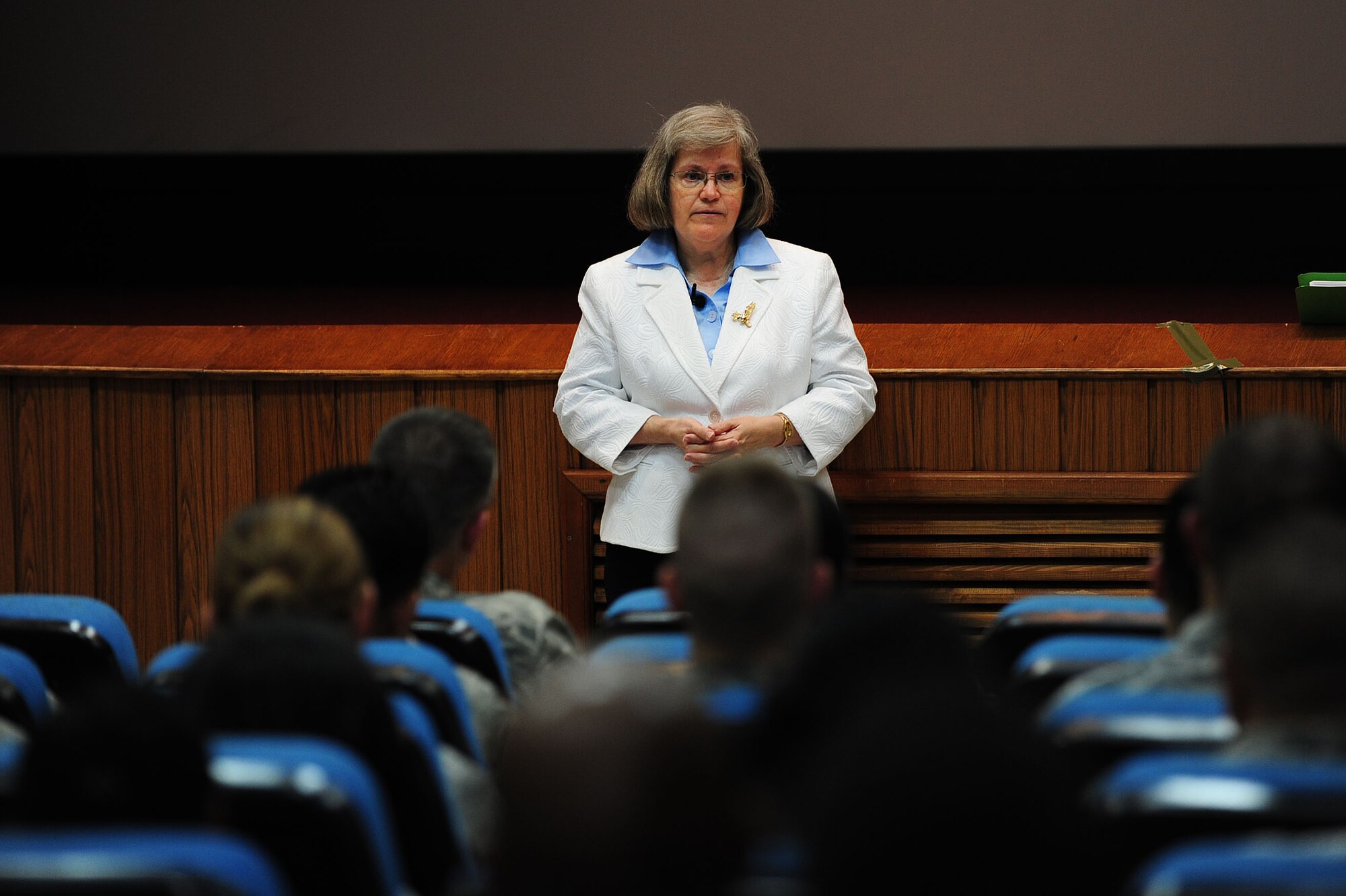 Holly Petraeus, head of the Office of Servicemember Affairs at the Consumer Financial Protection Bureau, counsels Airmen on finances May 13, 2014, Incirlik Air Base, Turkey.  Petraeus is the assistant director of the CFPB. (U.S. Air Force photo by Senior Airman Nicole Sikorski/Released)