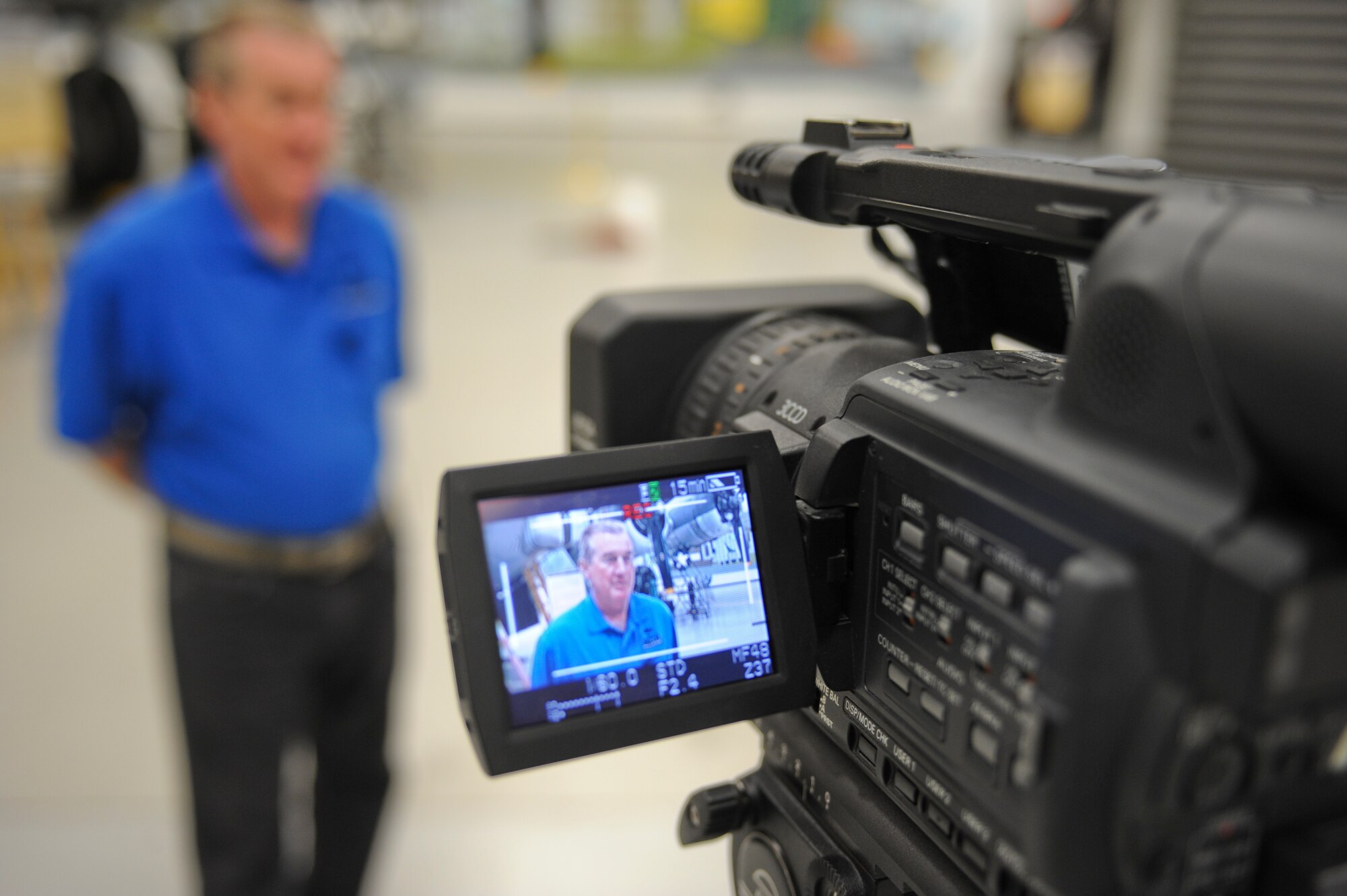 Walter Scales, 390th Memorial Museum executive director, participates in an interview at the 390th Memorial Museum in Tucson, Ariz., May 10, 2014. The 390th Memorial Museum is a standalone World War II military museum, which is located at the Pima Air and Space Museum. (U.S. Air Force photo by Senior Airman Sivan Veazie/Released) 