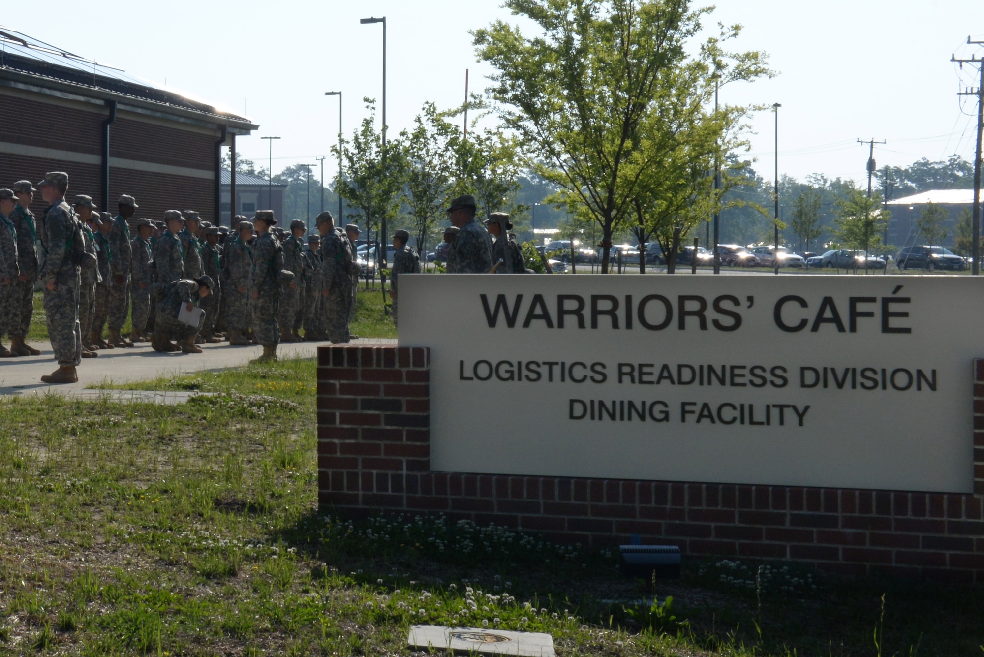 The 733rd Logistics Readiness Division opened the Warriors’ Café dining facility at Fort Eustis, Va., May 2013 to benefit the 128th Aviation Brigade’s Advanced Individual Training Soldiers. The Warriors’ Cafe contains a variety of modern conveniences for Soldiers, including motion-activated hand washing stations at each entrance and a state-of-the-art dining hall featuring natural lighting, flat-panel televisions and contemporary aesthetics. (U.S. Air Force photo by Senior Airman Teresa J.C. Aber/Released)