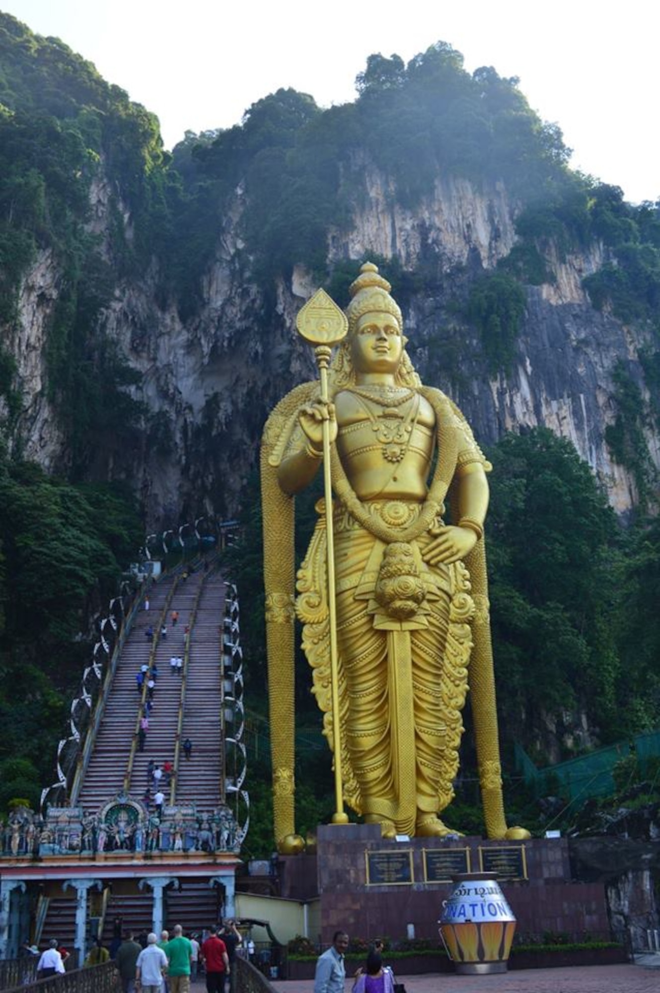 Senior Airman Brett Wood, 354th Civil Engineer Squadron explosive ordinance disposal journeyman, captured a photo of the entrance to the Batu Caves while on a mission in Malaysia. Prior to leaving, the EOD team educated themselves on the region they were going to and pinpointed landmark areas. (Courtesy Photo by Senior Airman Brett Wood/Released)