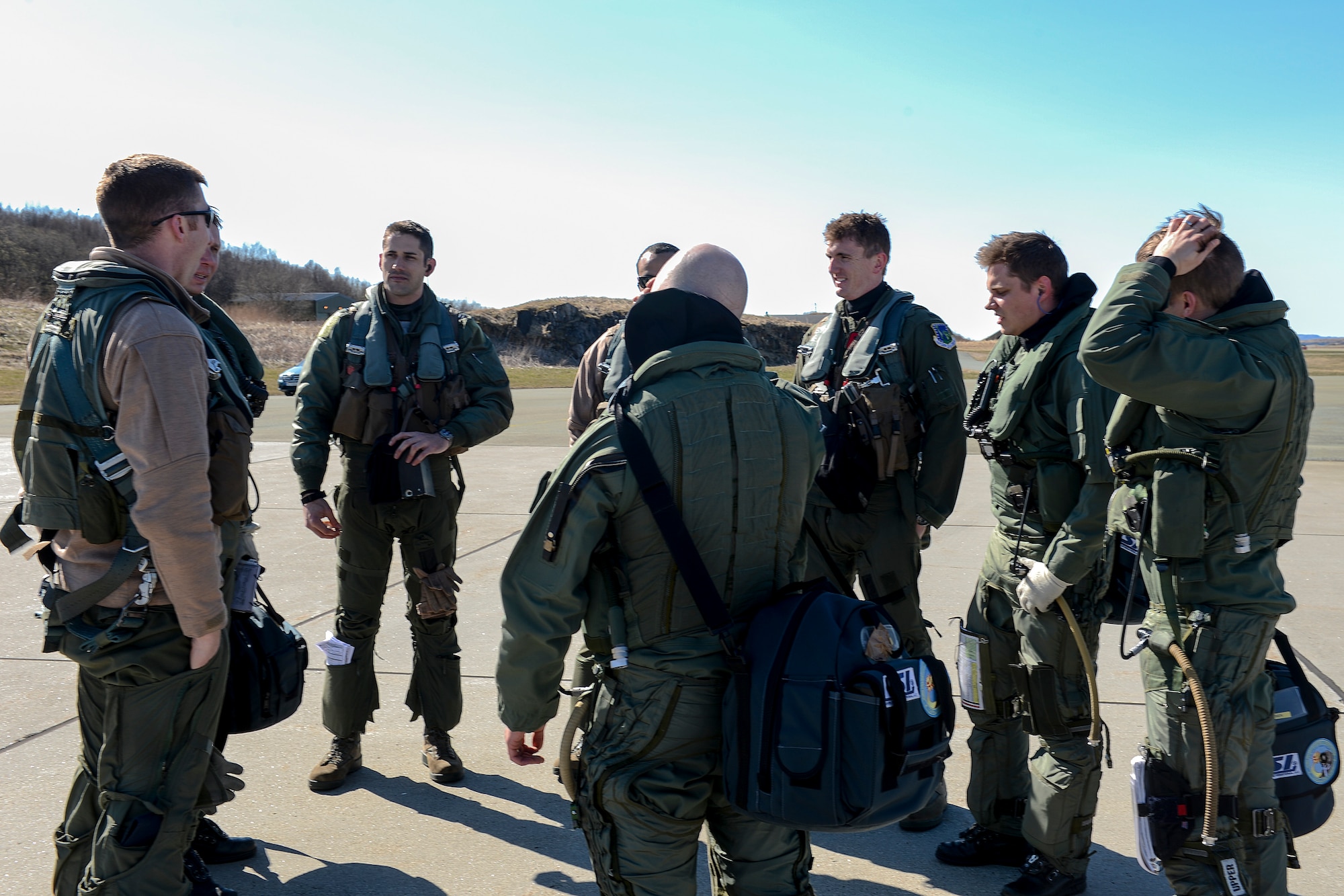 United States and Finnish air force pilots debrief after an aerial exercise at Bodo Main Air Station, Norway, May 6, 2014. The U.S. Air Force worked side-by-side with European allies and partners at the recent Nordic Defense Cooperation exercise to ensure security, protect global interests, and aid economic bonds. (U.S. Air Force photo by Airman 1st Class Trevor T. McBride/Released)   