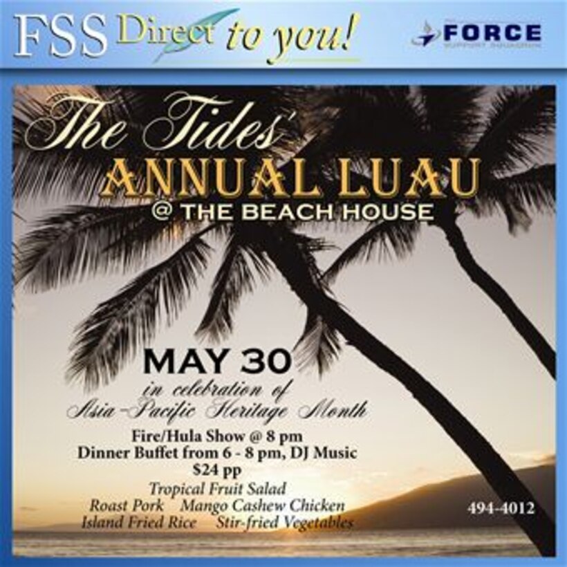 The Tides Annuual Luau at the Beach House May 30 from 6-8 p.m. 