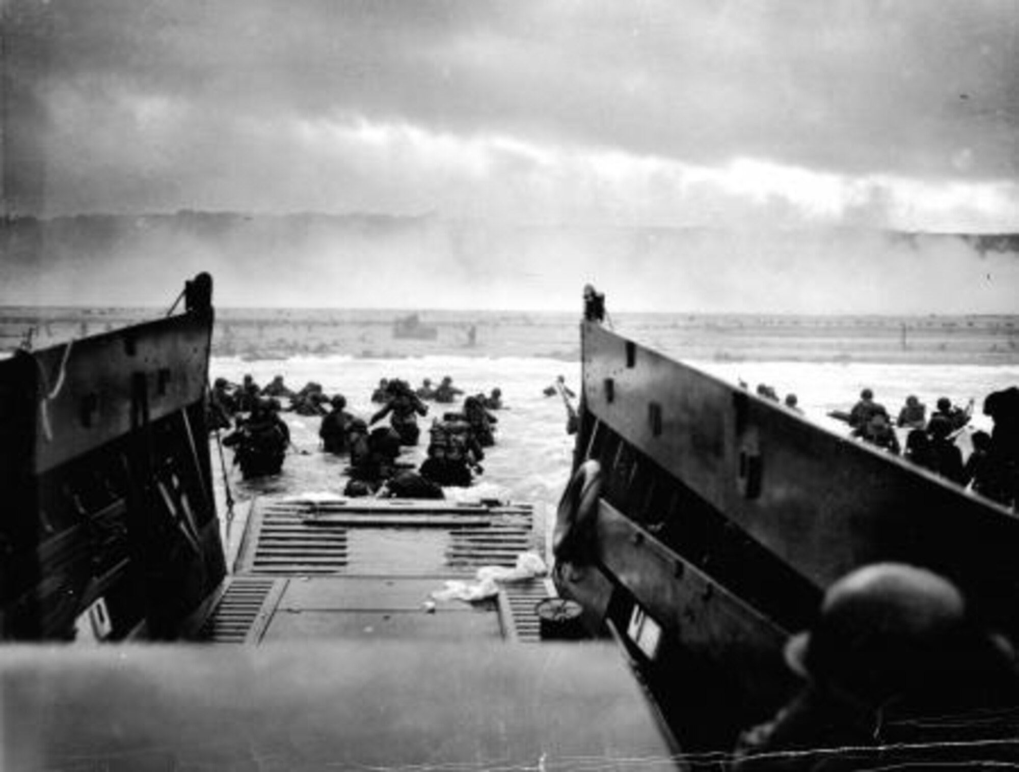 American soldiers land on Omaha Beach on D-Day, June 6, 1944. (Photograph by Robert F. Sargent)
