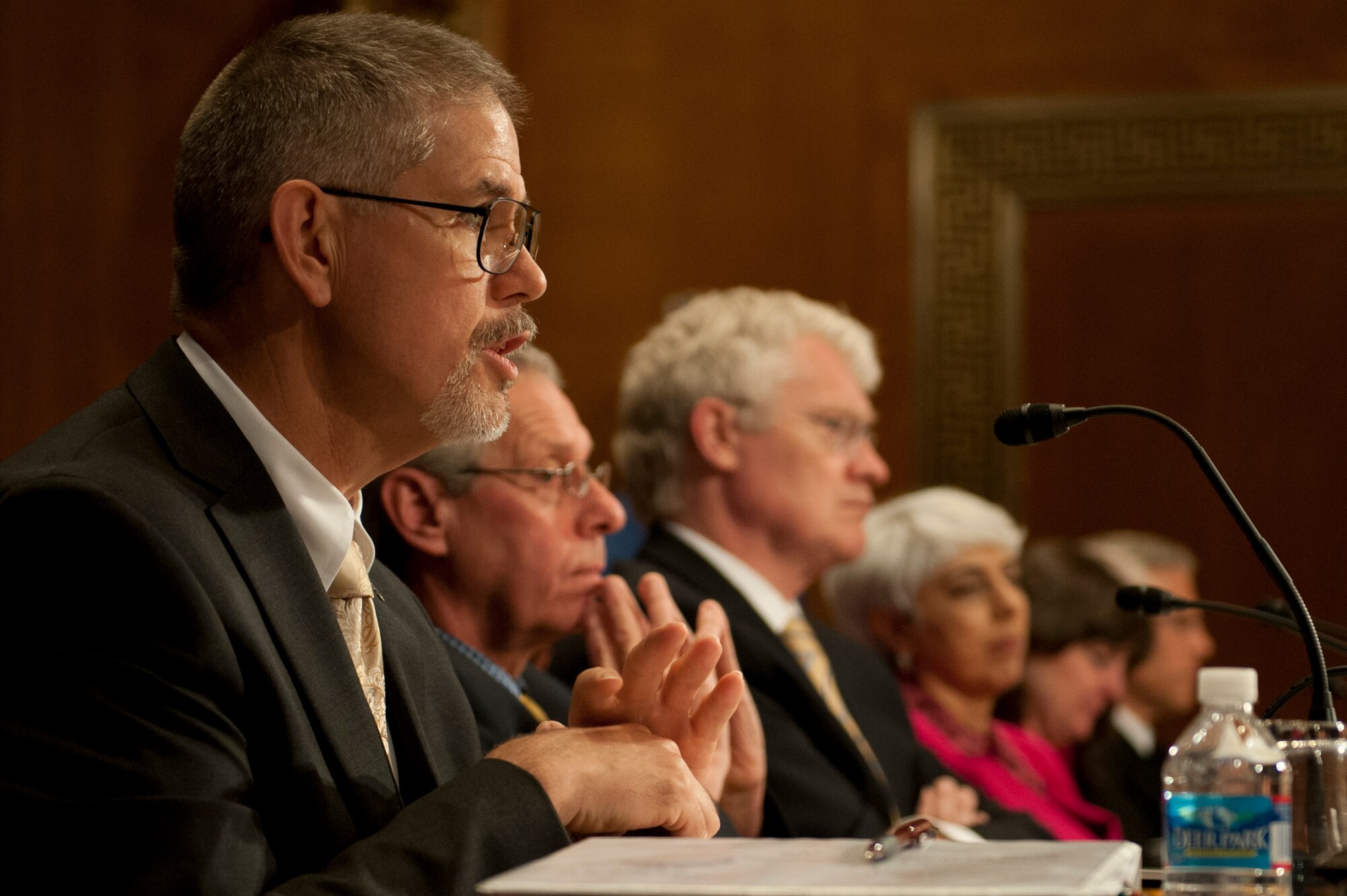 Dr. David Walker testifies before the Senate Appropriations Subcommittee on Defense on the Fiscal Year 2015 Air Force Science and Technology Program May 14, 2014, in Washington, D.C. Walker is the  deputy assistant secretary of the Air Force for science, technology and engineering. (U.S. Air Force photo/Staff Sgt. Carlin Leslie)