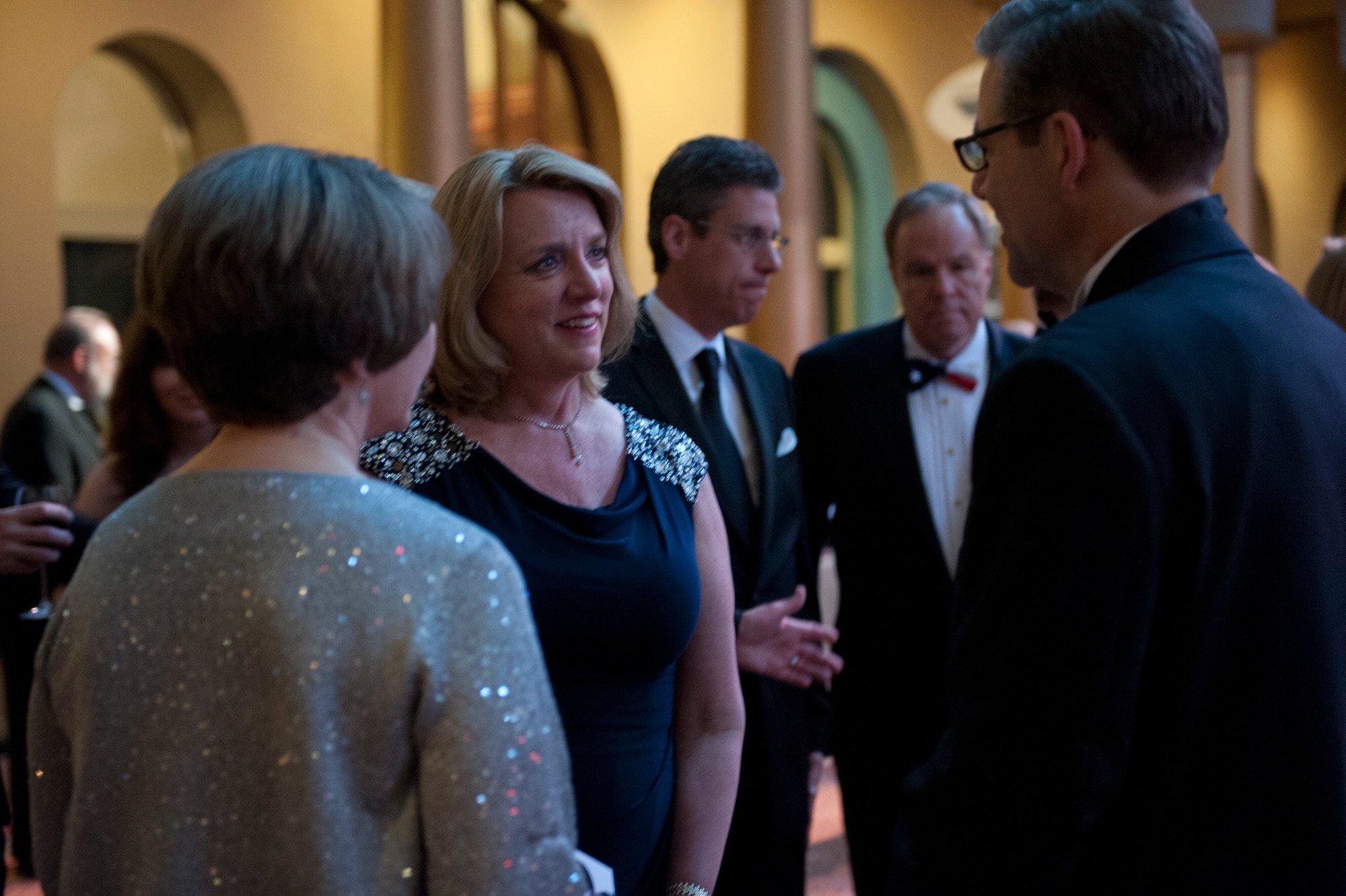 Secretary of the Air Force Deborah Lee James speaks with attendees May 14, 2014, during the PenFed Foundation’s Night of Heroes Gala. James was the keynote speaker for the evening and was awarded the American Hero Award for her dedication to the private and government sectors in the last 30 years. (U.S. Air Force photo/Staff Sgt. Carlin Leslie)