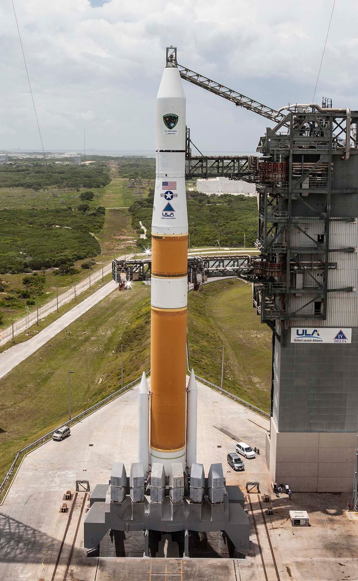 A Delta IV rocket stands ready to launch GPS IIF-6 into orbit, May 15. (Photo courtesy of United Launch Alliance)