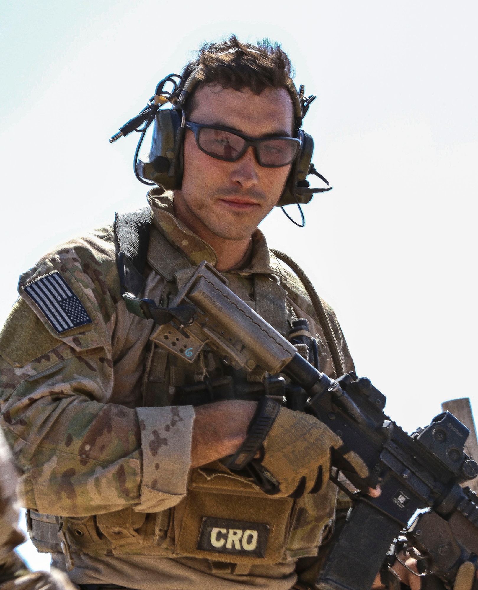 U.S. Airmen train on various firing tactics during Exercise ANGEL THUNDER at Three Points Firing Range in Tucson, Ariz., May 12, 2014.  ANGEL THUNDER is the only exercise in the Department of Defense covering personnel recovery training across the full spectrum of irregular and conventional warfare and has become the world’s largest and most complex personnel recovery exercise. Through the use of joint training, members are able to hone their development of the four core functions of personnel recovery which include preparing, planning, execution, and adaptation. ANGEL THUNDER is designed to provide state of the art rescue training for the total Air Force rescue community, as well as Joint U.S. Military, federal government agencies, local communities, non-governmental agencies and allied nations.  (U.S. Air Force photo by Tech. Sgt. Heather R. Redman/Released)