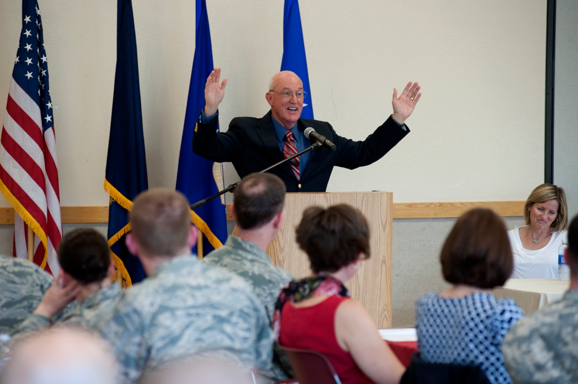 Retired Air Force Chap. (Maj. Gen.) Cecil Richardson was the guest speaker during the National Prayer Luncheon at the James G. Lee Reserve Center on Joint Base Elmendorf-Richardson May 13, 2014. Richardson spent six years enlisted; four as active duty and two in the Air Force Reserve, and more than 35 years as an active-duty Air Force chaplain. (U.S. Air Force photo/Staff Sgt. Robert Barnett)