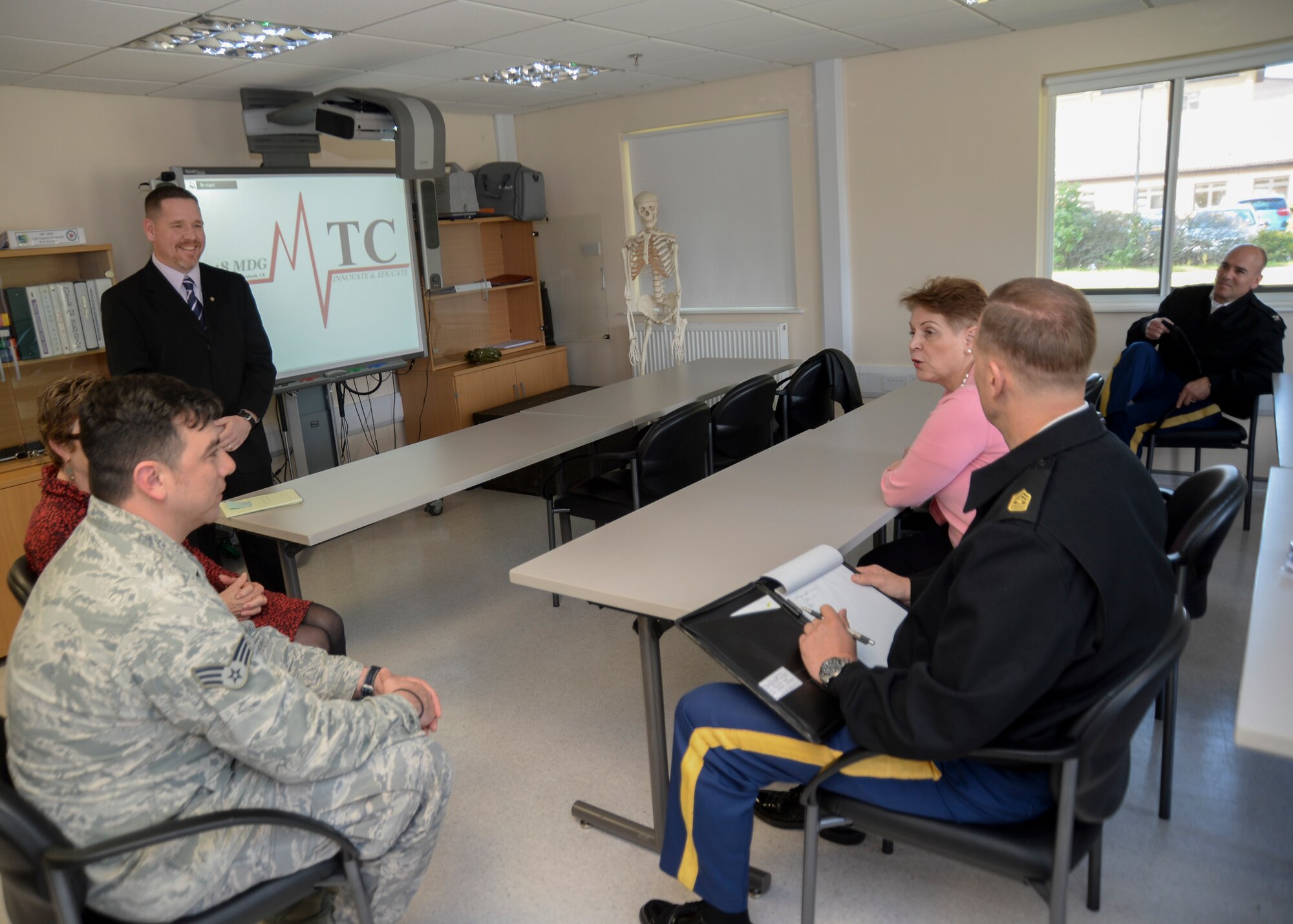 Jessica Wright, Acting Under Secretary of Defense, toured squadrons all over Royal Air Force Lakenheath, England, May 14, 2014. Wright is the senior policy advisor to the Secretary of Defense on recruitment, career development, pay and benefits for more than 3 million DoD personnel and is responsible for overseeing the overall state of military readiness. (U.S. Air Force photo by Airman 1st Class Nigel sandridge/Released)