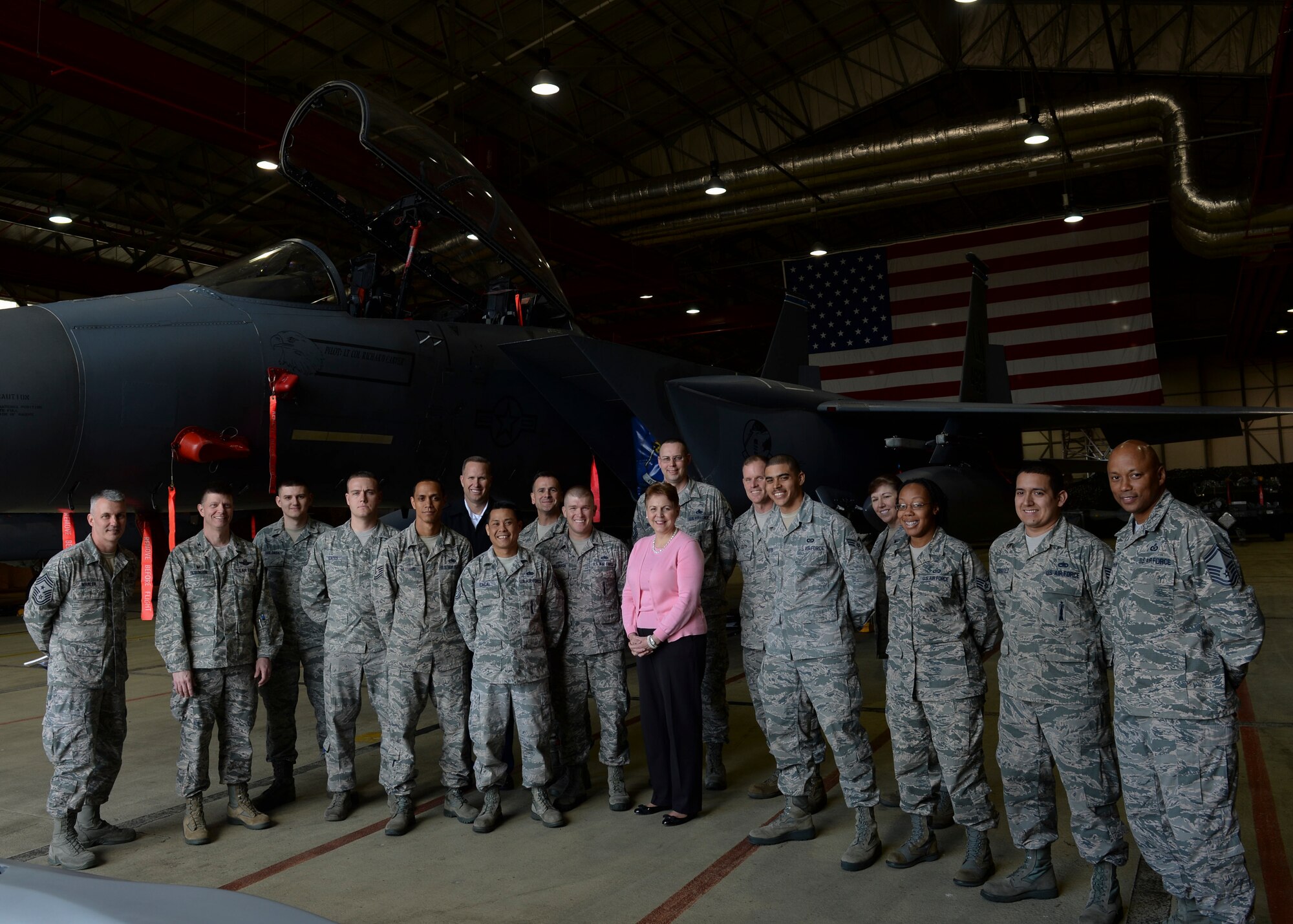 Jessica Wright, Acting Under Secretary of Defense, toured squadrons all over Royal Air Force Lakenheath, England, May 14, 2014. Wright is the senior policy advisor to the Secretary of Defense on recruitment, career development, pay and benefits for more than 3 million DoD personnel and is responsible for overseeing the overall state of military readiness. (U.S. Air Force photo by Airman 1st Class Nigel sandridge/Released)