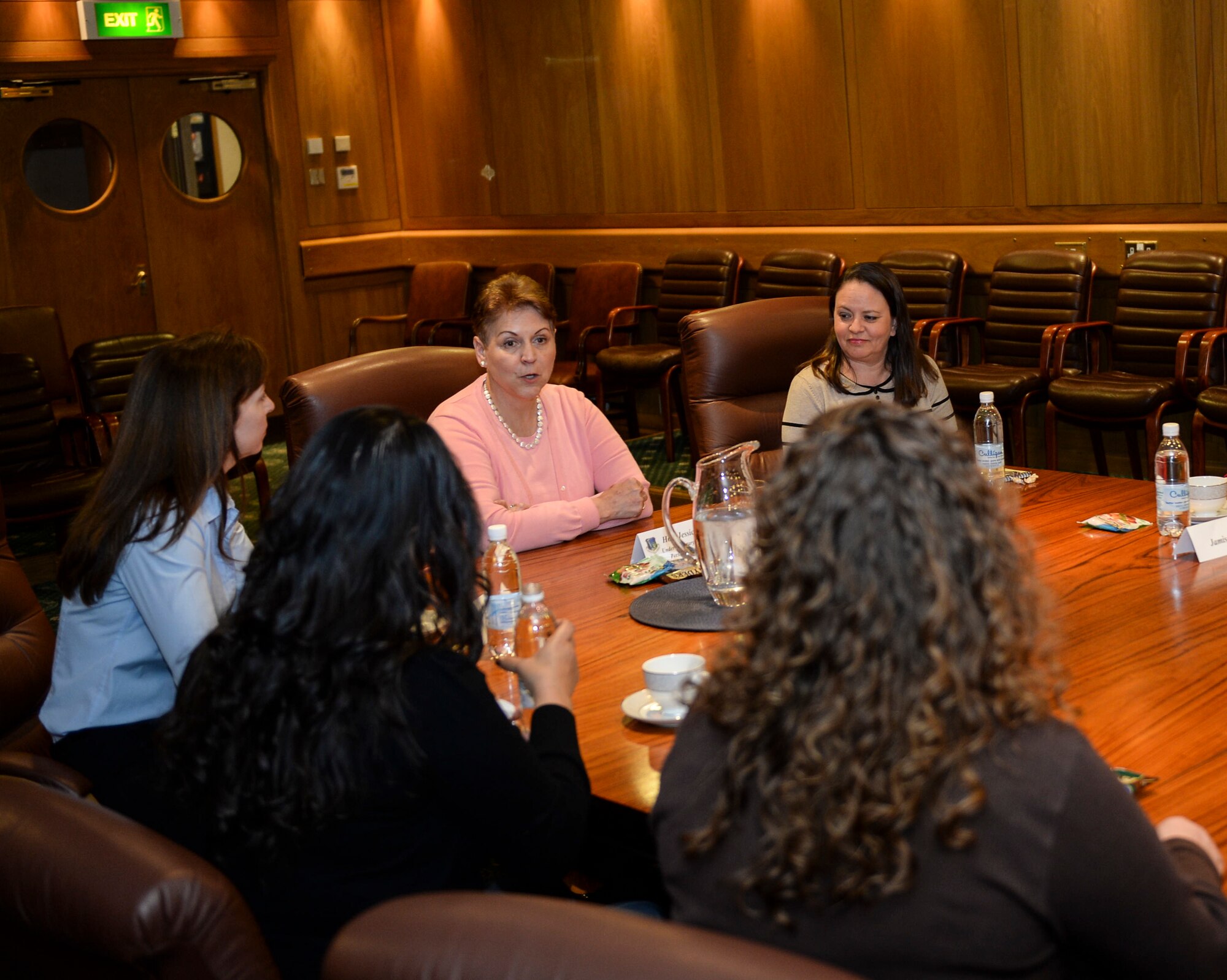 Jessica Wright, Acting Under Secretary of Defense, toured squadrons all over Royal Air Force Lakenheath, England, May 14, 2014. Wright is the senior policy advisor to the Secretary of Defense on recruitment, career development, pay and benefits for more than 3 million DoD personnel and is responsible for overseeing the overall state of military readiness. (U.S. Air Force photo by Airman 1st Class Nigel sandridge/Released)