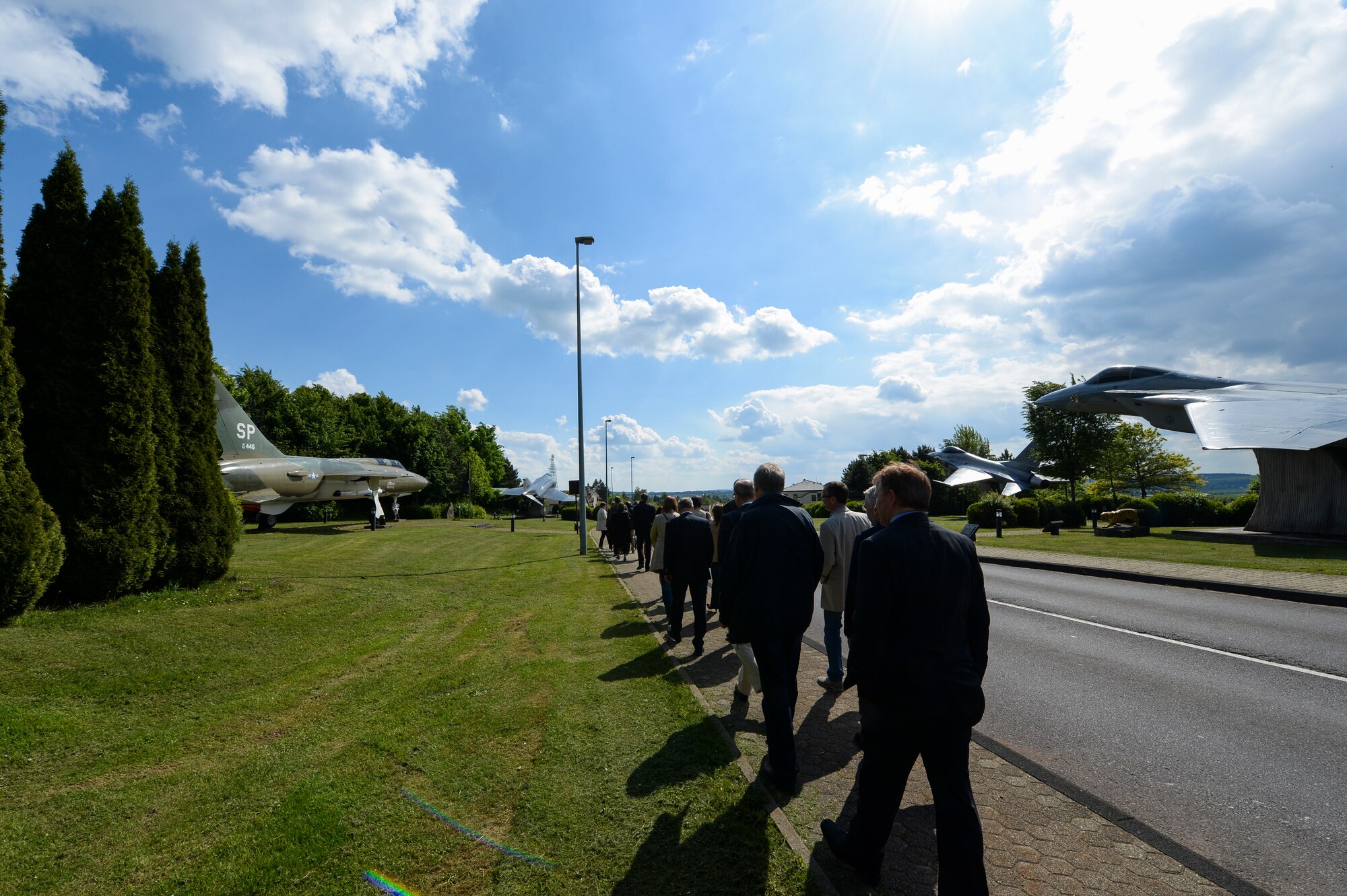 German medical providers tour the Air Park during a Host Nation Hospital Leader Tour May 14, 2014, at Spangdahlem Air Base, Germany. The tour consisted of more than 25 local medical providers from the Bitburg, Wittlich and Trier hospitals. (U.S. Air Force photo by Senior Airman Rusty Frank/Released)