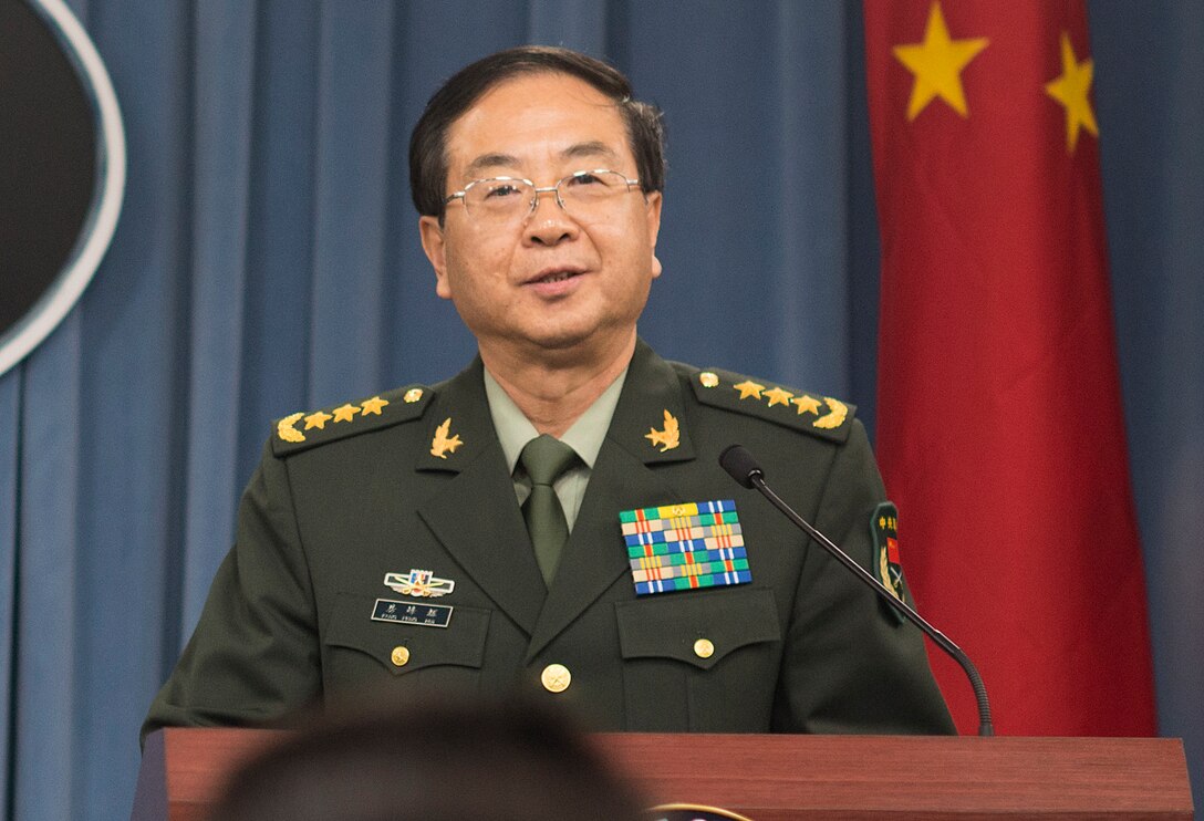 Chinese Army Gen. Fang Fenghui, chief of the general staff, speaks to reporters during a press conference in the Pentagon, Washington, D.C., May 15, 2014.