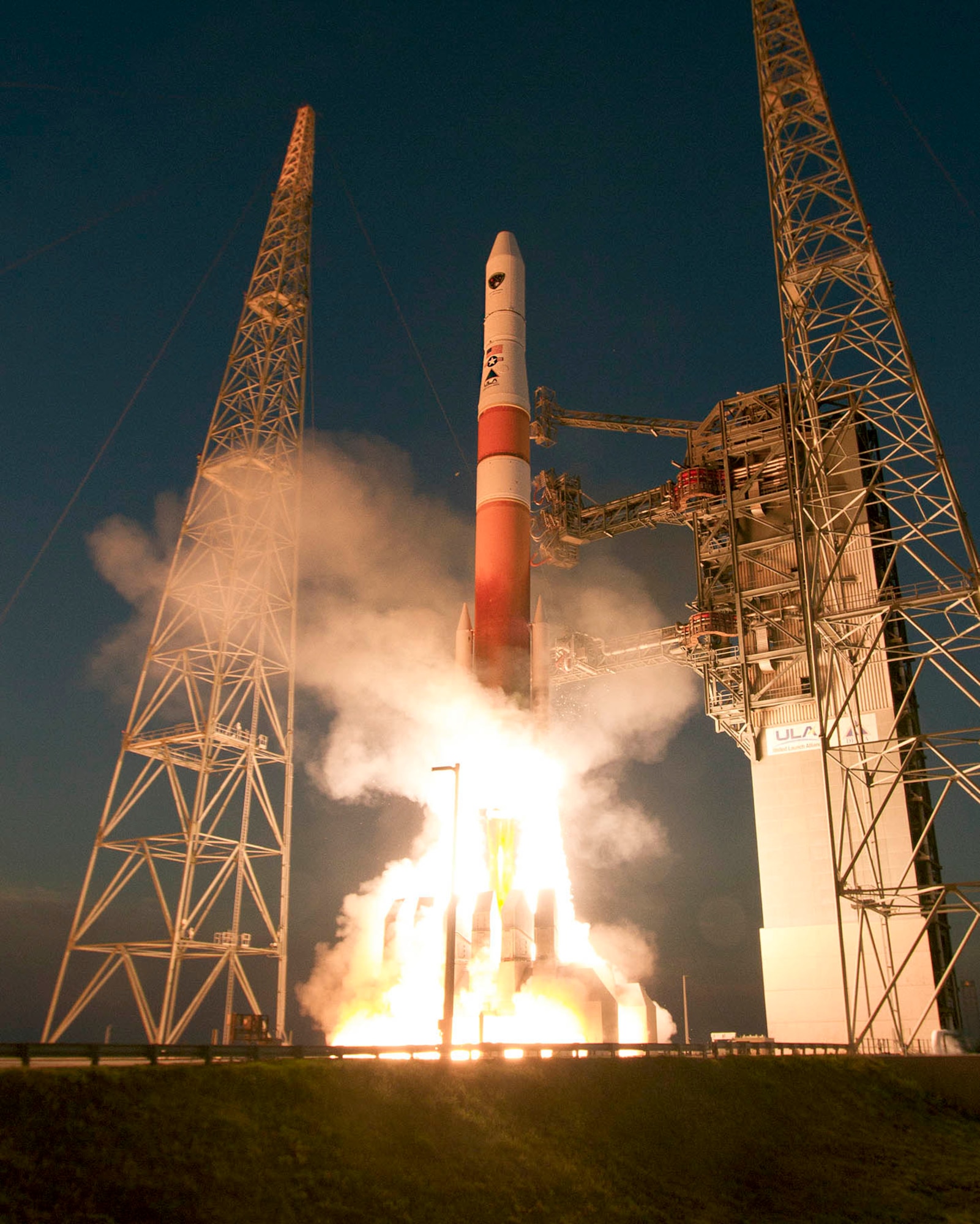 A Delta IV rocket lifts GPS IIF-6 into space from Cape Canaveral Air Force
Station, Fla., May 16. GPS IIF-6 is the sixth in a series of 12 next
generation GPS satellites. The GPS IIF series provides improved accuracy and
enhanced performance for GPS users. (Photo courtesy of United Launch
Alliance)
