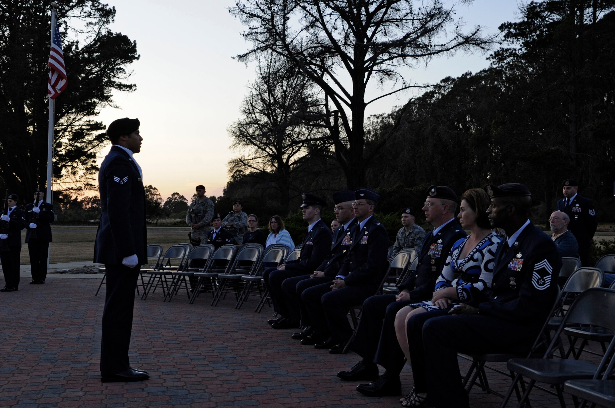 Guests gather for a 24-hour vigil and candle-lighting ceremony, May 15, Vandenberg Air Force Base, Calif. As part of National Police Week, Airmen with the 30th Security Forces Squadron remembered their fallen comrades during the vigil. (U.S. Air Force photo by Senior Airman Shane Phipps/Released)
