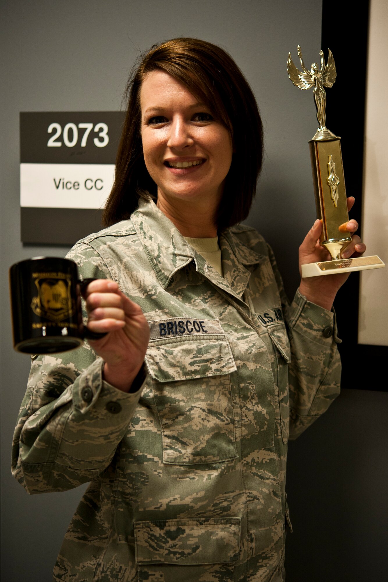 Staff Sgt. Jennifer Briscoe, 442nd Medical Squadron, poses for a photo May 15, 2014 at Whiteman Air Force Base, Missouri. Briscoe was named NCO of the Quarter for the first quarter of 2014. (U.S. Air Force photo by Senior Airman Daniel Phelps/Released)