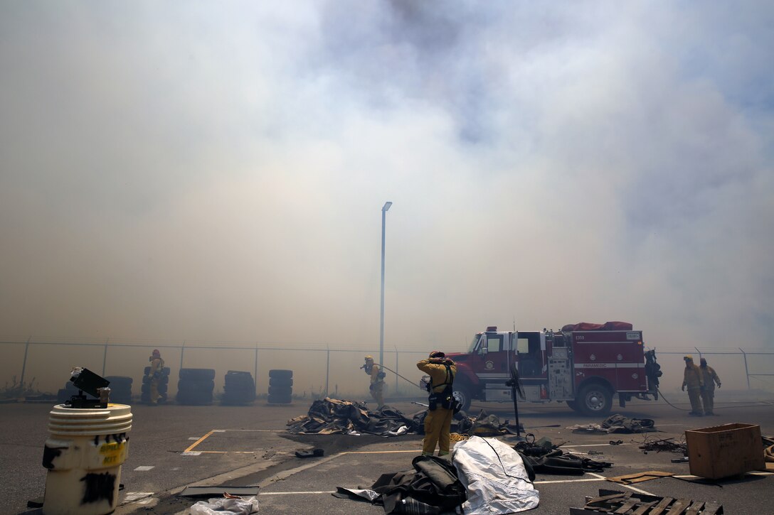 The School of Infantry-West (52 Area) evacuation order has been lifted. All personnel can return via the I-5 and Basilone Rd. gate to the 52 Area.

The San Mateo Fire (Combat Fire) that was reported at 11:24 a.m. Friday has burned 1,000 acres and is currently listed as 25% contained. The Las Pulgas fire first reported at 3:15 p.m. Thursday has burned 15,000 acres and is listed at 40% containment.  The Tomahawk fire that started Wednesday on Naval Weapons Station Fallbrook is currently listed at 6,500 acres burned and 75% containment.

Evacuation orders for Camp San Mateo (62 Area), Camp Las Pulgas (43 Area), Camp Las Flores (41 Area), Camp Margarita (33 Area), Marine Air Support Squadron 3 (32 Area) and Camp Vado Del Rio (25 Area) remain in effect.

Road Closures:

The Las Pulgas gate and Las Pulgas Road remain closed to all traffic except emergency vehicles.

The Christianitos Gate is closed to all traffic except emergency vehicles.

The San Mateo Road between Camp San Mateo and Camp San Onofre is closed.

The Naval Weapons Station Fallbrook gate and Ammunition Road remain closed.

Basilone Road from Marine Corps Air Station Camp Pendleton to Camp Horno remains closed.

Stuart Mesa Road north of Assault Craft Unit-5 to the Las Pulgas Gate remains closed.

The causes of the fires are under investigation.
