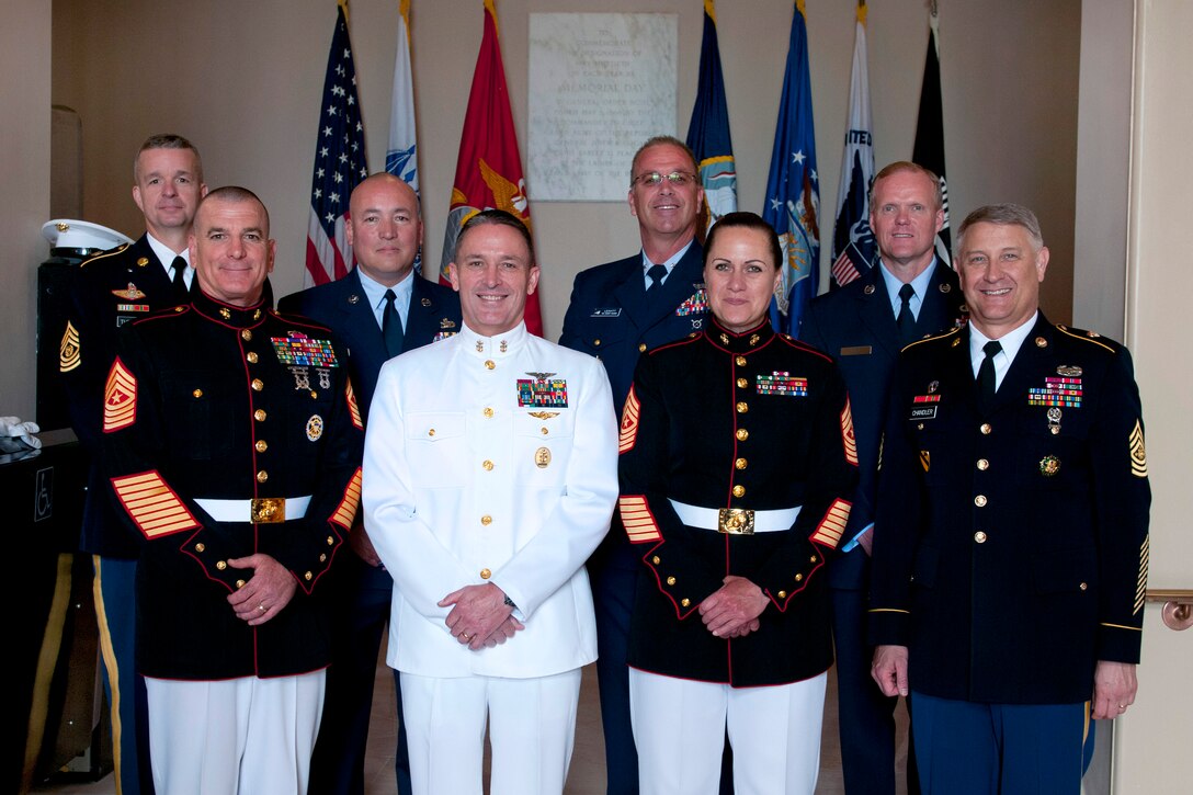 From left to right front row, Marine Corps Sgt. Maj. Bryan B. Battaglia ...