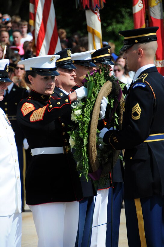 Marine Corps Sgt. Maj. Angela M. Maness, left, affixes her seal to the ...