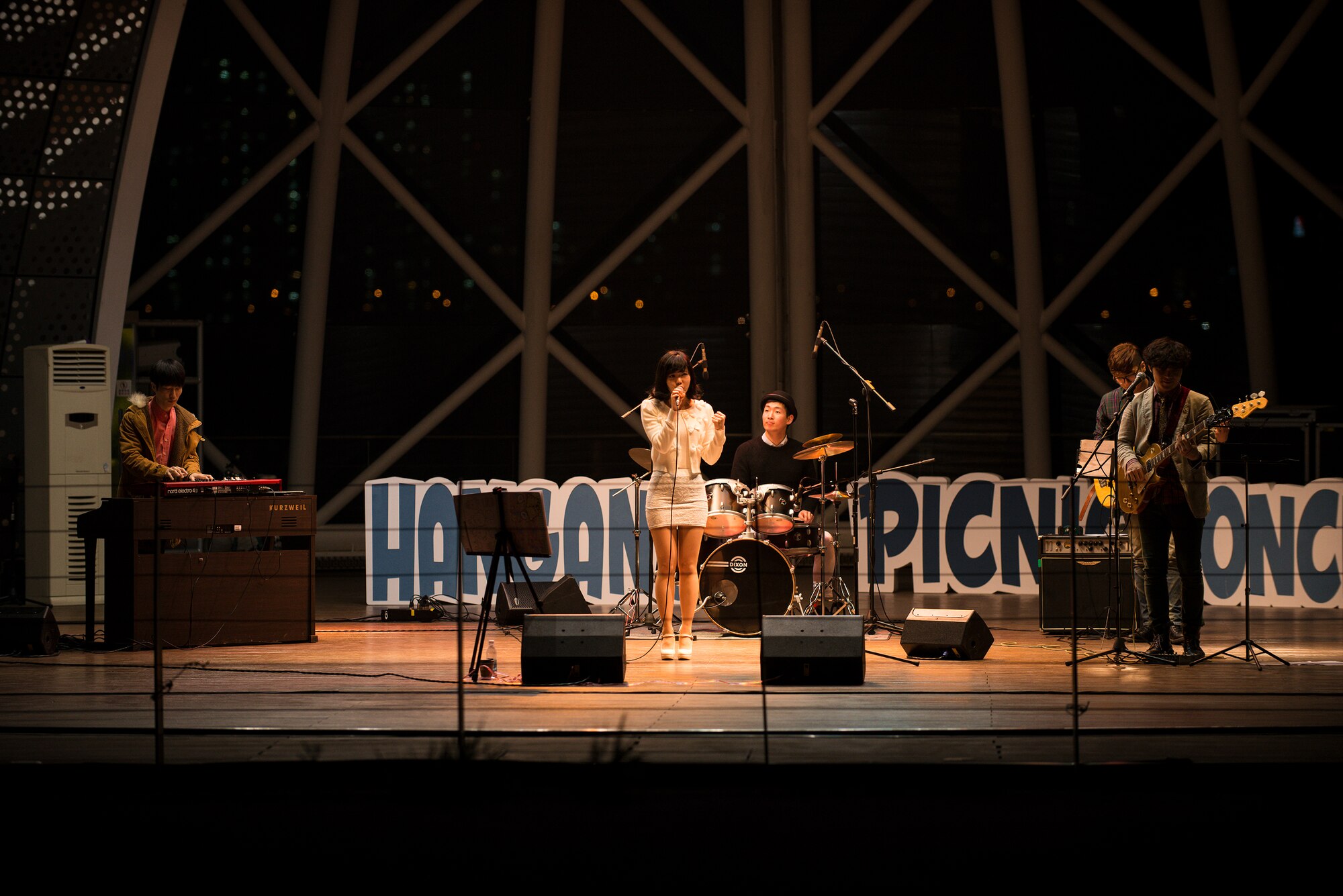 A band performs at the Cultural Center in Yeouido Park April 12, 2014, in Seoul, Republic of Korea. There are frequent performances in the pavilion throughout the spring and summer. (U.S. Air Force photo by Staff Sgt. Jake Barreiro))