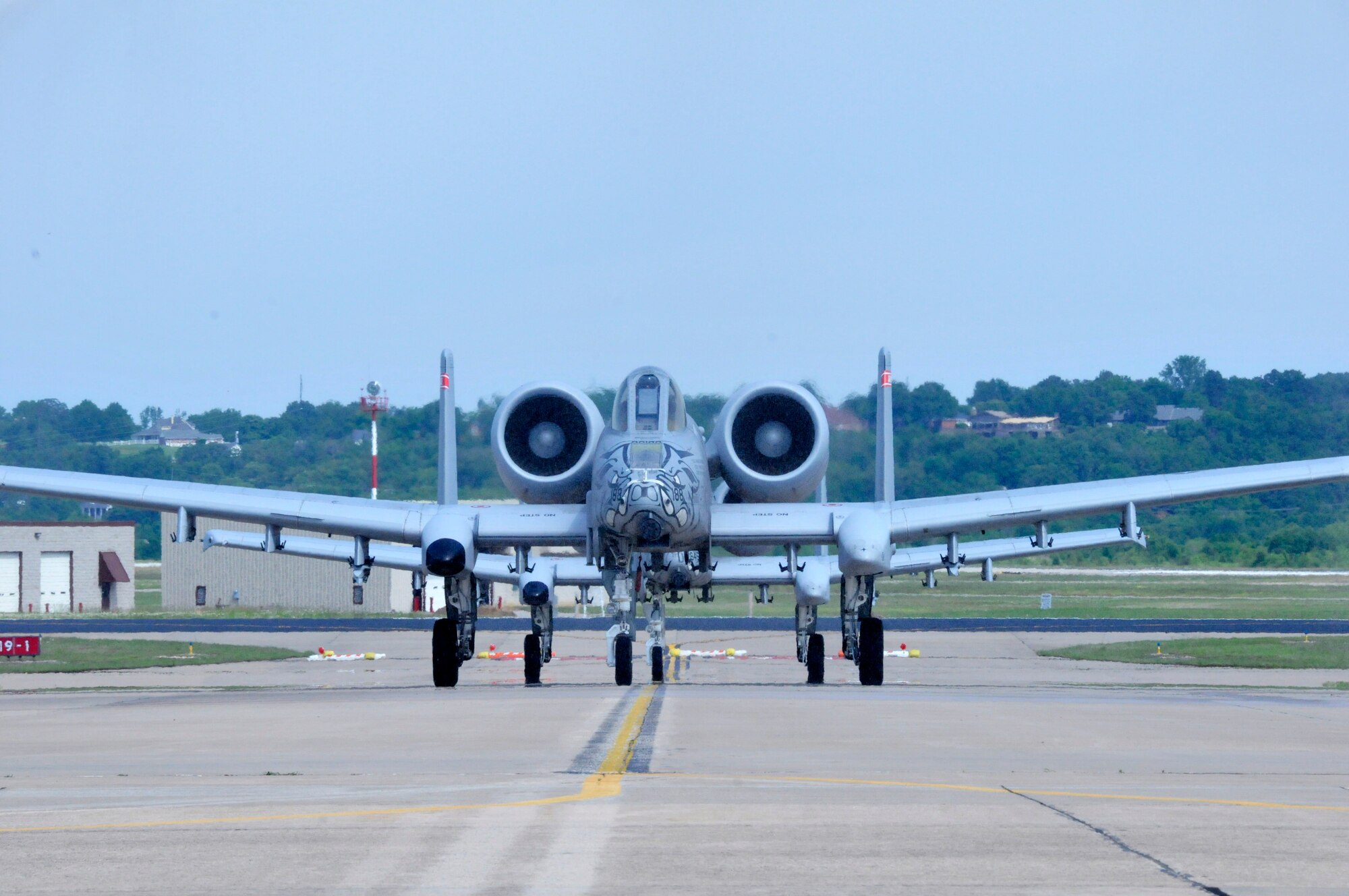 Maj. Doug Davis, 188th Detachment 1 commander, and Lt. Col. Marty Dahlem, 188th Operations Support Squadron commander, flew the 188th Fighter Wing’s final A-10 Thunderbolt II “Warthog” training mission May 16, 2014, at Ebbing Air National Guard Base, Fort Smith, Arkansas. (U.S. Air National Guard photo by Tech Sgt. Josh Lewis/released)
