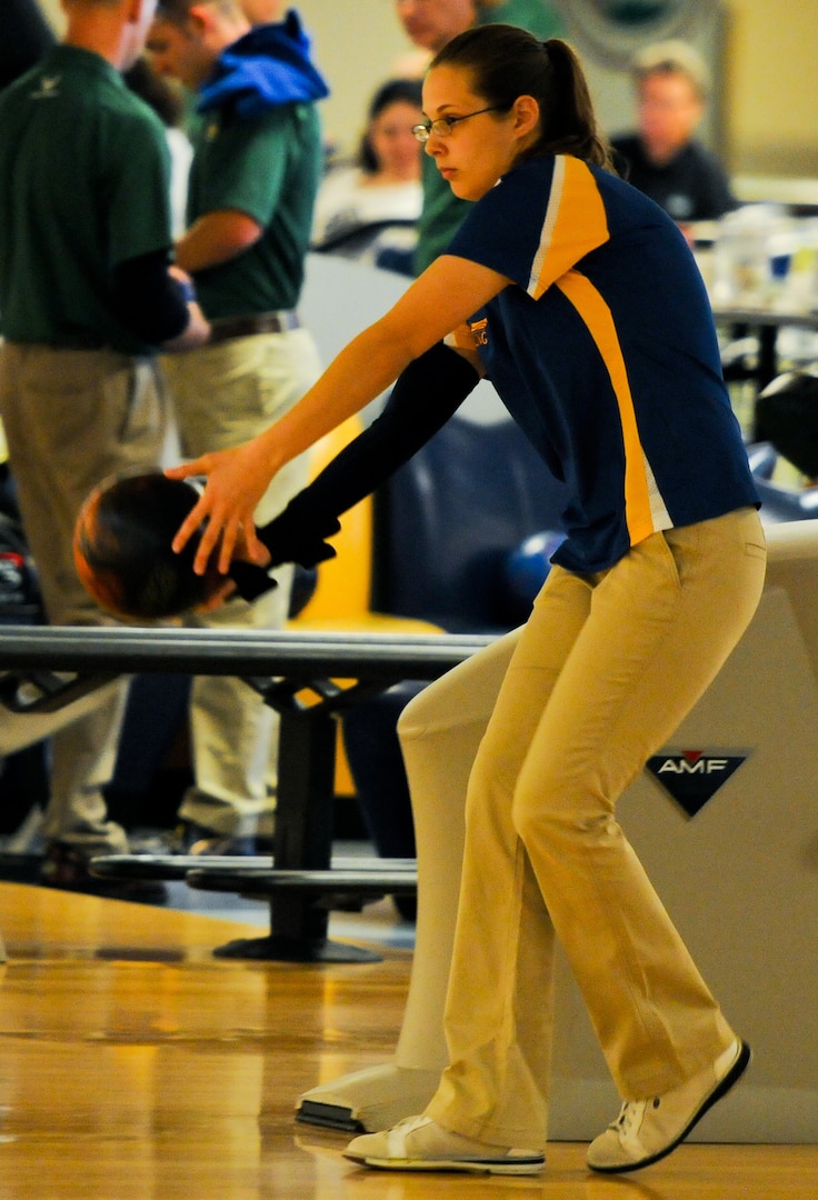 Coast Guard SK3 Ashley Geisert competed against other Navy and Coast Guard personnel for a chance to make the All-Navy Bowling Team during the 2014 Armed Forces Bowling Championship at Joint Base Lewis-McChord, Wash., May 12-16.