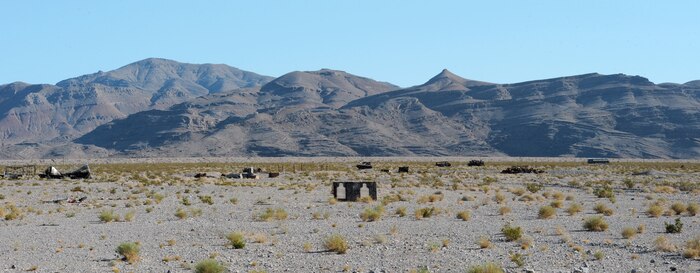 The Nellis Small Arms Range lays prepped and ready before the 99th Security Forces Squadron weapons familiarization May 15, 2014, at Nellis Air Force Base, Nev.  The NSAR is comprised of five separate training ranges covering 10 acres of land and provides a safe training and qualification area for military members to train. (U.S. Air Force photo by Tech. Sgt. Taylor Worley)