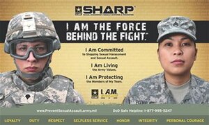 The SHARP 80-hour certification course taught at Fort Eustis, Va., May 5-16, 2014, was the first class taught by graduates of the 16-week SHARP schoolhouse pilot program.  The Army launched the program at Fort Belvoir in January as a means to better equip trainers, coordinators and victim advocates from across the Army. (Courtesy graphic/Released)