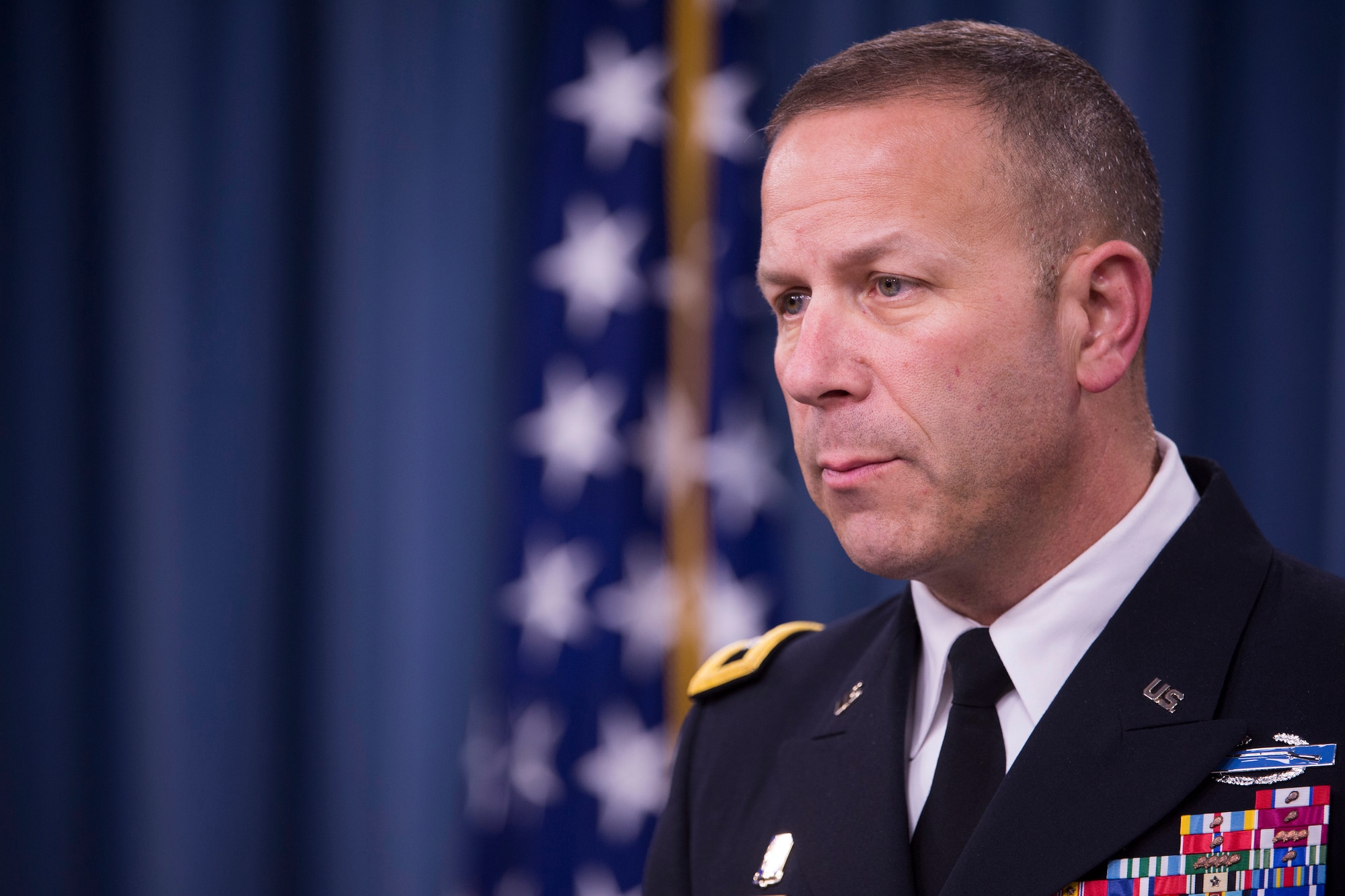 Army Maj. Gen. Jeffrey Snow, director of the Defense Department’s Sexual Assault Prevention and Response Office, briefs the media on the 2014 annual Sexual Assault Report at the Pentagon May 1. Snow visited the 45th Space Wing recently, to meet with sexual assault first responders and others involved with the SAPR program. (DOD/U.S. Marine Corps Sgt. Aaron Hostutler)