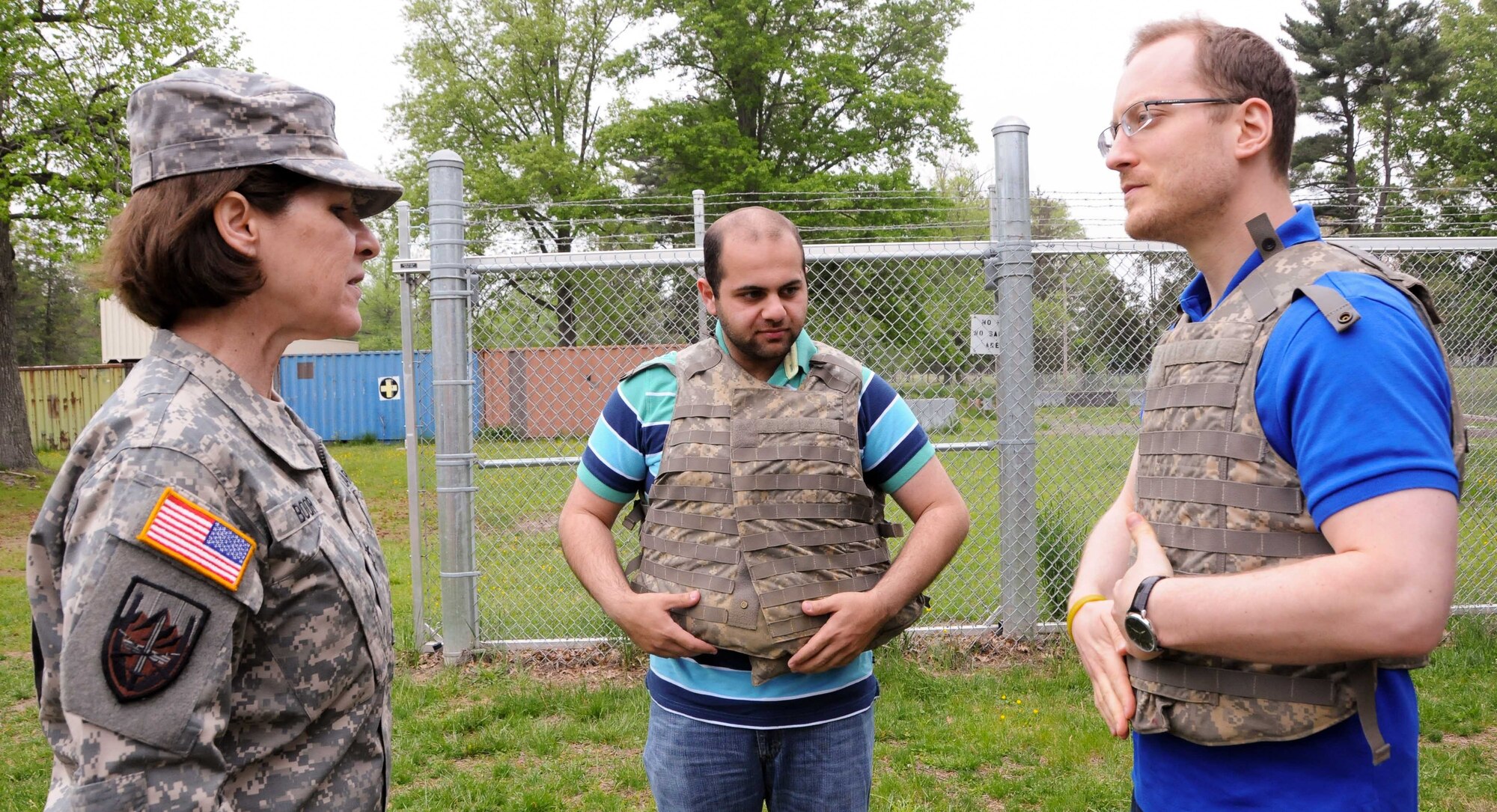 Maj. Gen. Margaret W. Boor, commanding general of the Army Reserve’s 99th Regional Support Command, left, talks with several employers of military service members during the New Jersey Committee for Employer Support of the Guard and Reserve’s annual Seven Seals Boss Lift event May 14-15, 2014, at Joint Base McGuire-Dix-Lakehurst, N.J. (U.S. Army Reserve photo by Staff Sgt. Shawn Morris/Released)