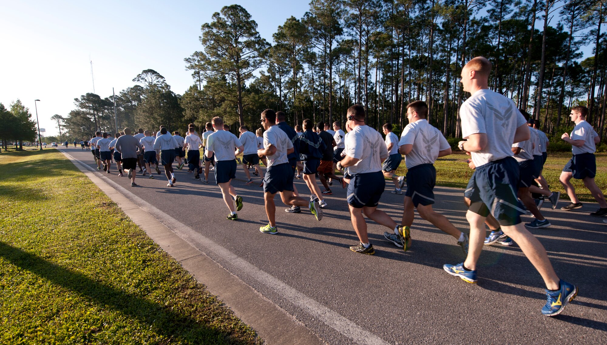 Air Commandos begin the 12th Annual Commando 5K Run at the Aderholt Fitness Center on Hurlburt Field, Fla., May 16, 2014. The 1st Special Operations Force Support Squadron hosts morale-boosting fun runs every other month. (U.S. Air Force photo/Senior Airman Krystal M. Garrett)