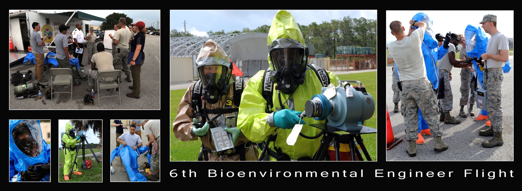The 6th Aerospace Medicine bioenvironmental engineer flight participated in integrated base emergency response training at MacDill Air Force Base, Fla., May 15, 2014. The training consisted of lectures, coupled with hands on practicals and three exercise scenarios. (U.S. Air Force photo by Airman 1st Class Tori Schultz/Released)