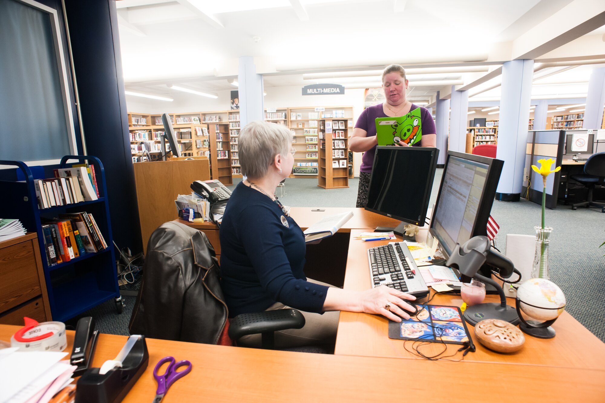 The Joint Base McGuire-Dix-Lakehurst, N.J., Librar-E and Resource Commons earned the Federal Library and Information Network small library award for the information and programs it made available to the JB MDL community in 2013. (U.S. Air Force photo by Wayne Russell/Released)