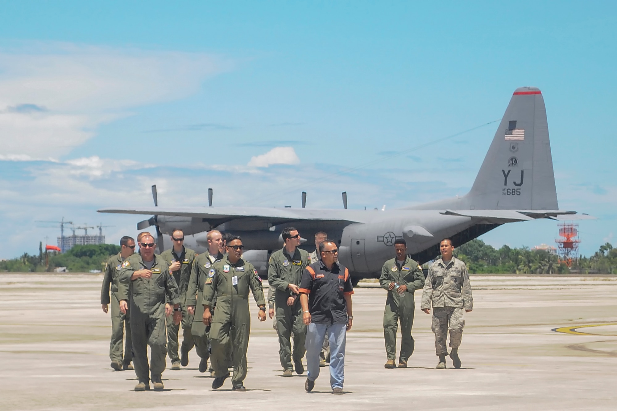 Members of the 374th Airlift Wing, Yokota Air Base, Japan and the Armed Forces of the Philippines service members closed out Exercise Balikatan, a 12-day joint military exercise, at Benito Ebuen Air Base, Mactan, Republic of the Philippines, May 16, 2014.Balikatan, which means "shoulder to shoulder" is an annual bilateral training exercise involving 2,500 U.S. military, and 3,000 Armed Forces of the Philippines members. (Courtesy photo)