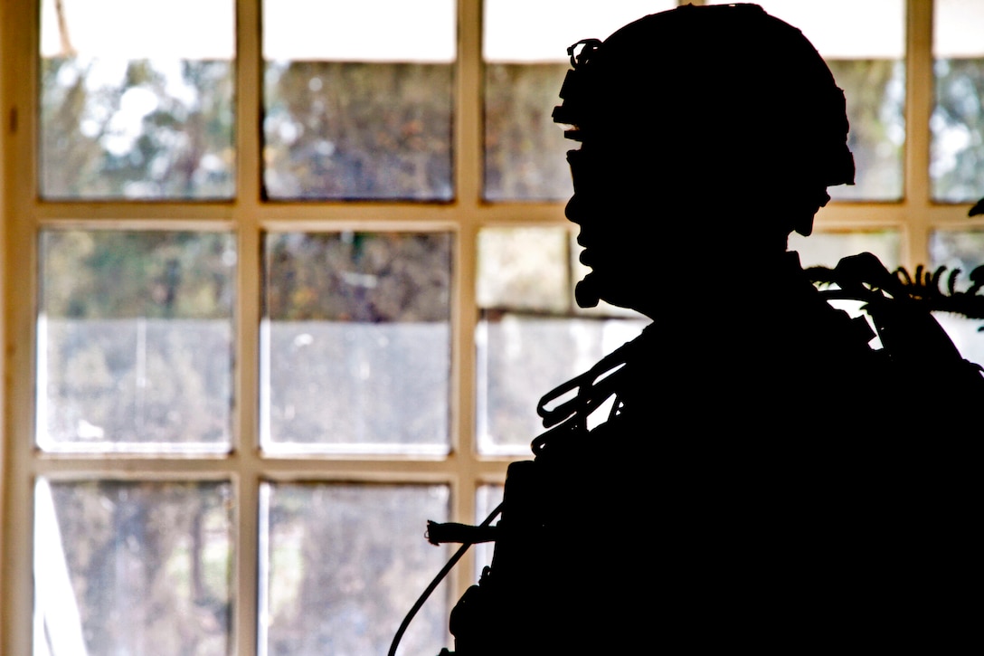 U.S. Army Spc. David White provides security as he stands guard during a key leader engagement in Farah City in Afghanistan's western Farah province, Nov. 18, 2012. White is assigned to Provincial Reconstruction Team Farah.  
